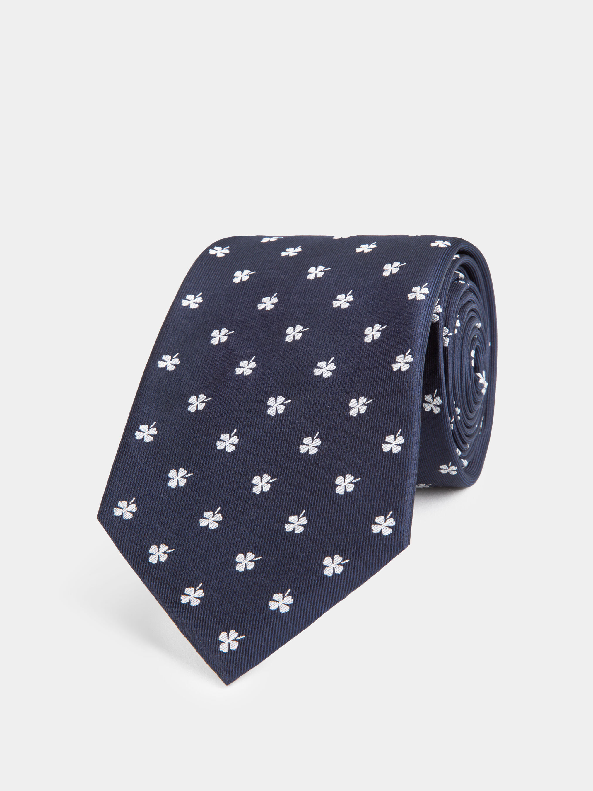 Jacquard silk patterned tie, NAVY BLUE