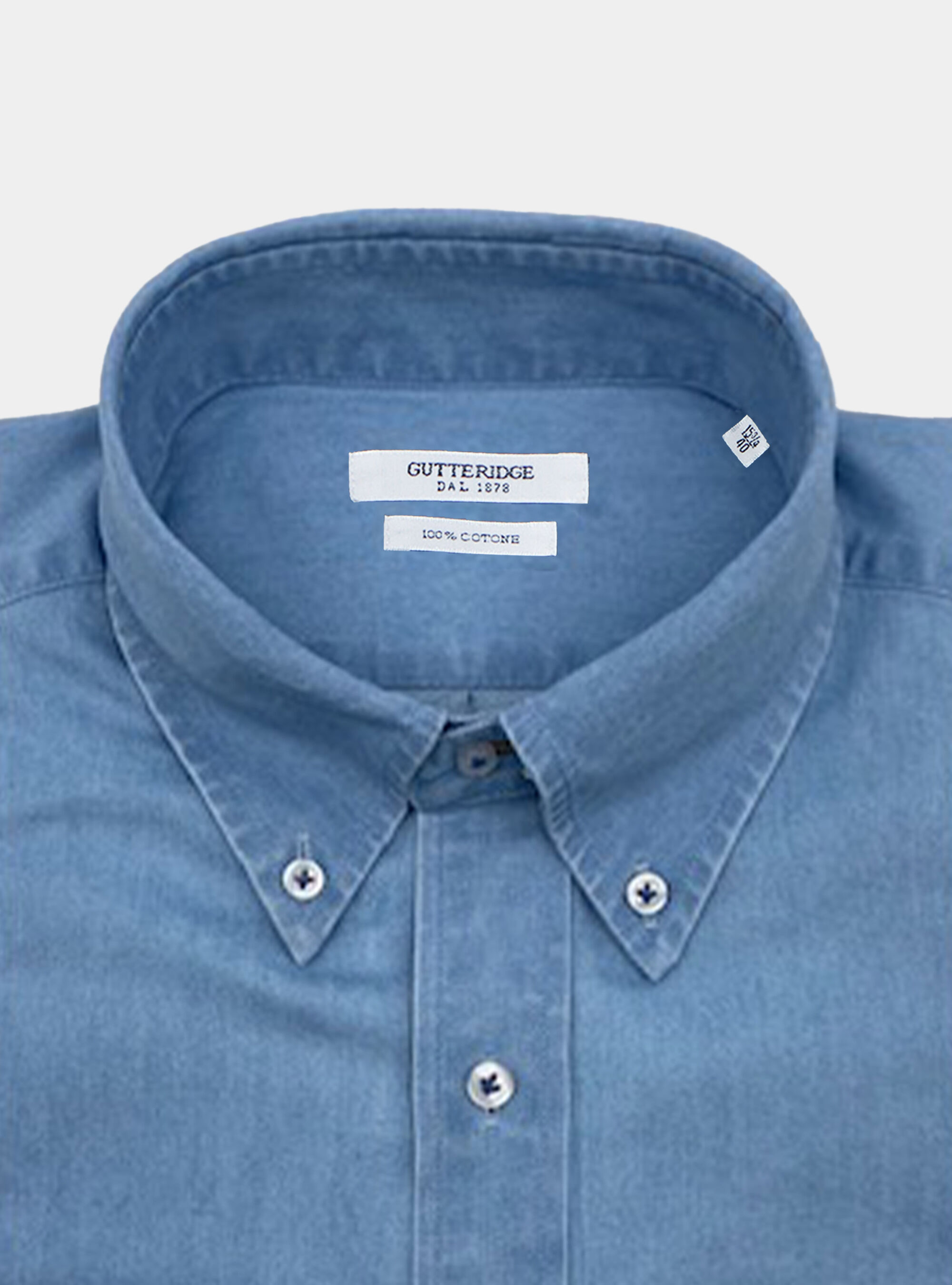 Button-down collar cotton chambray shirt