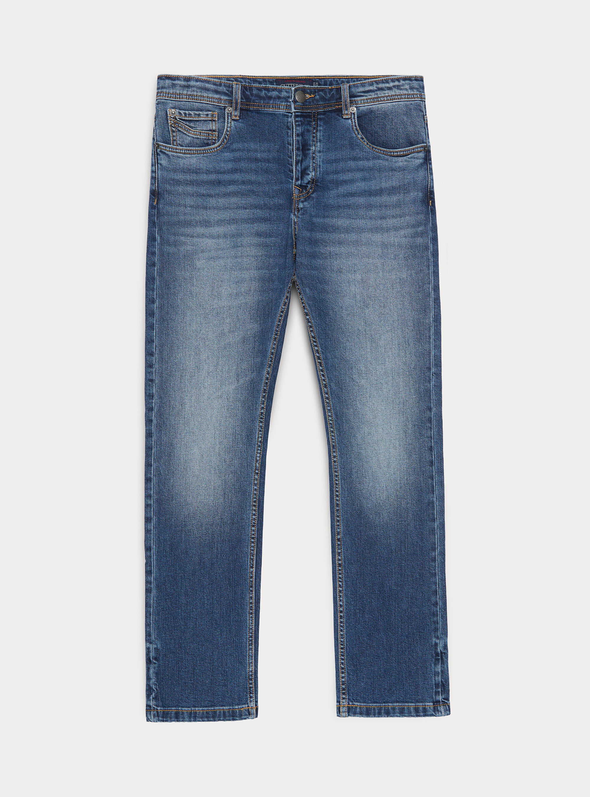 Stretch cotton denim, NAVY BLUE