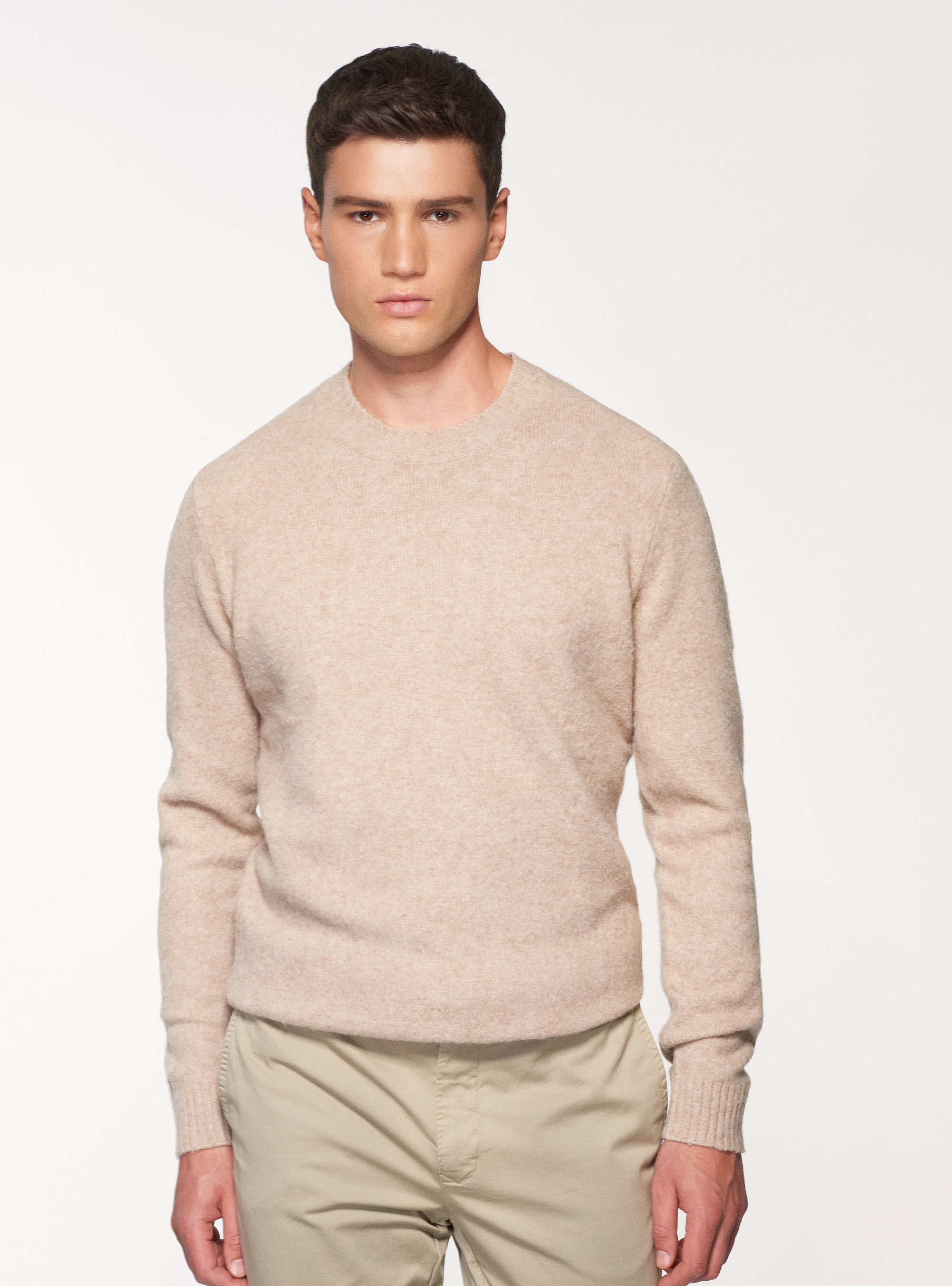 Brushed wool blend crew neck sweater GutteridgeEU Men s
