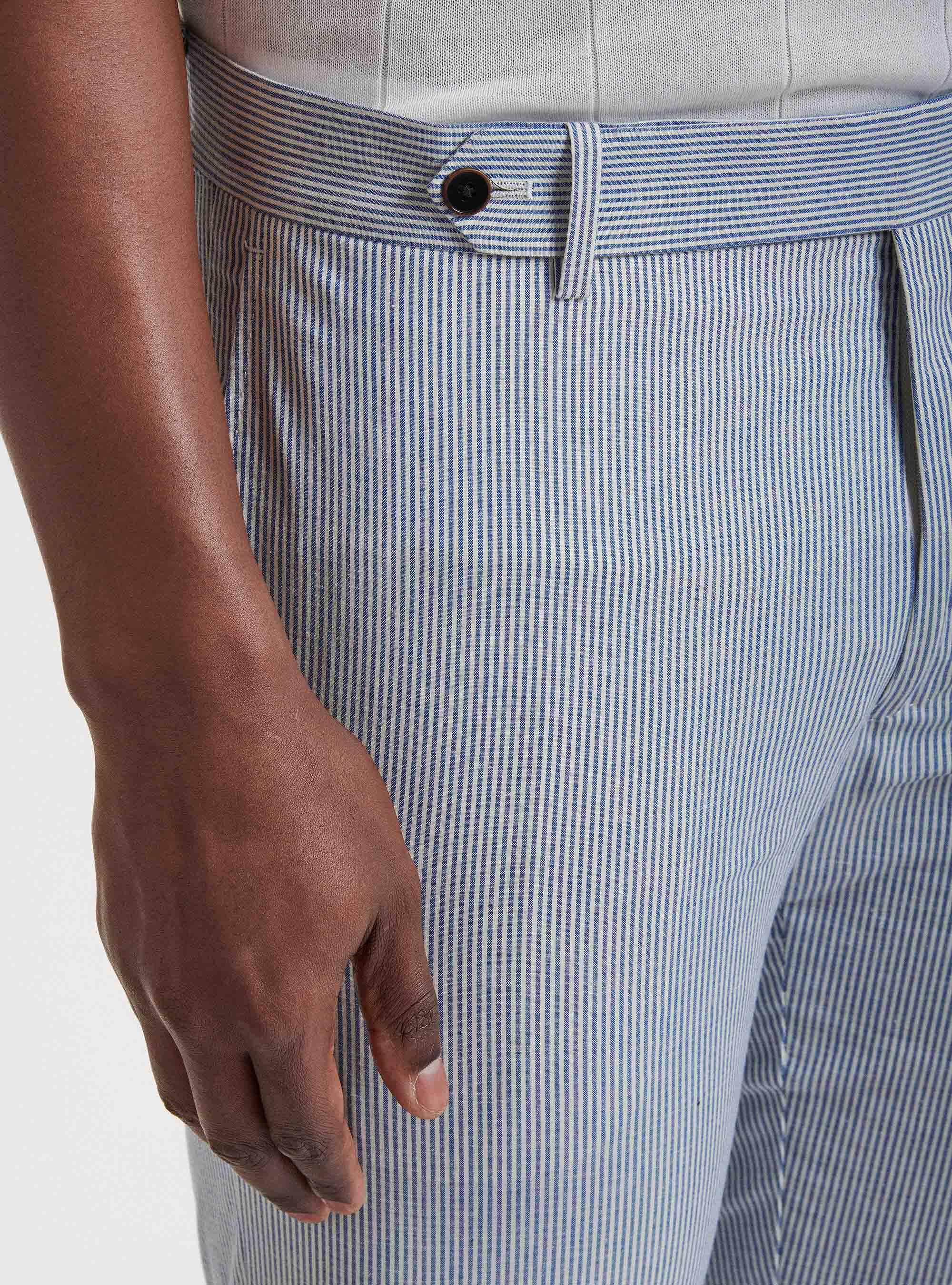 Mens striped linen trousers deals