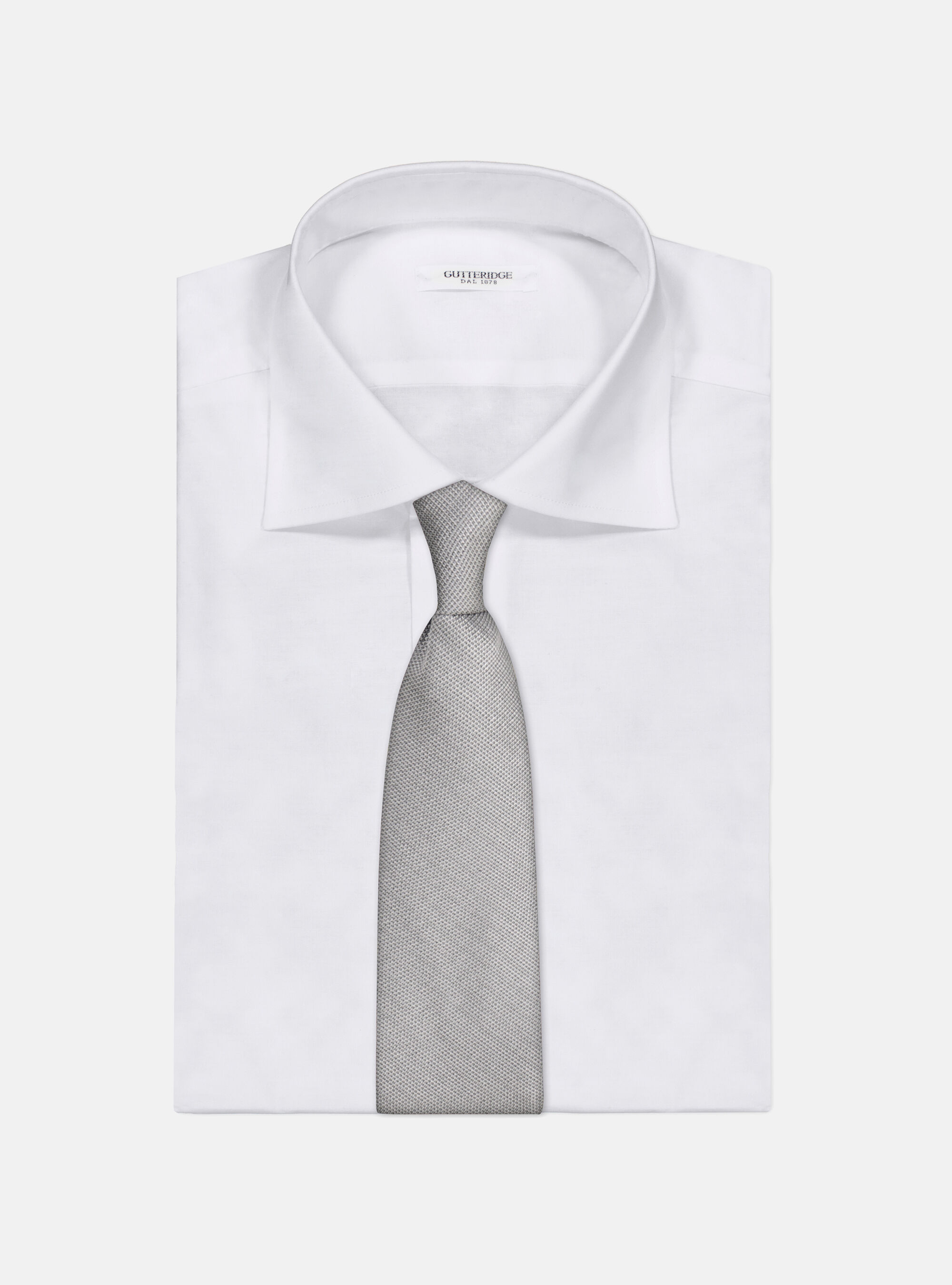 CEREMONY SILK JACQUARD SILK  TIE 5 FOLDS, GREY