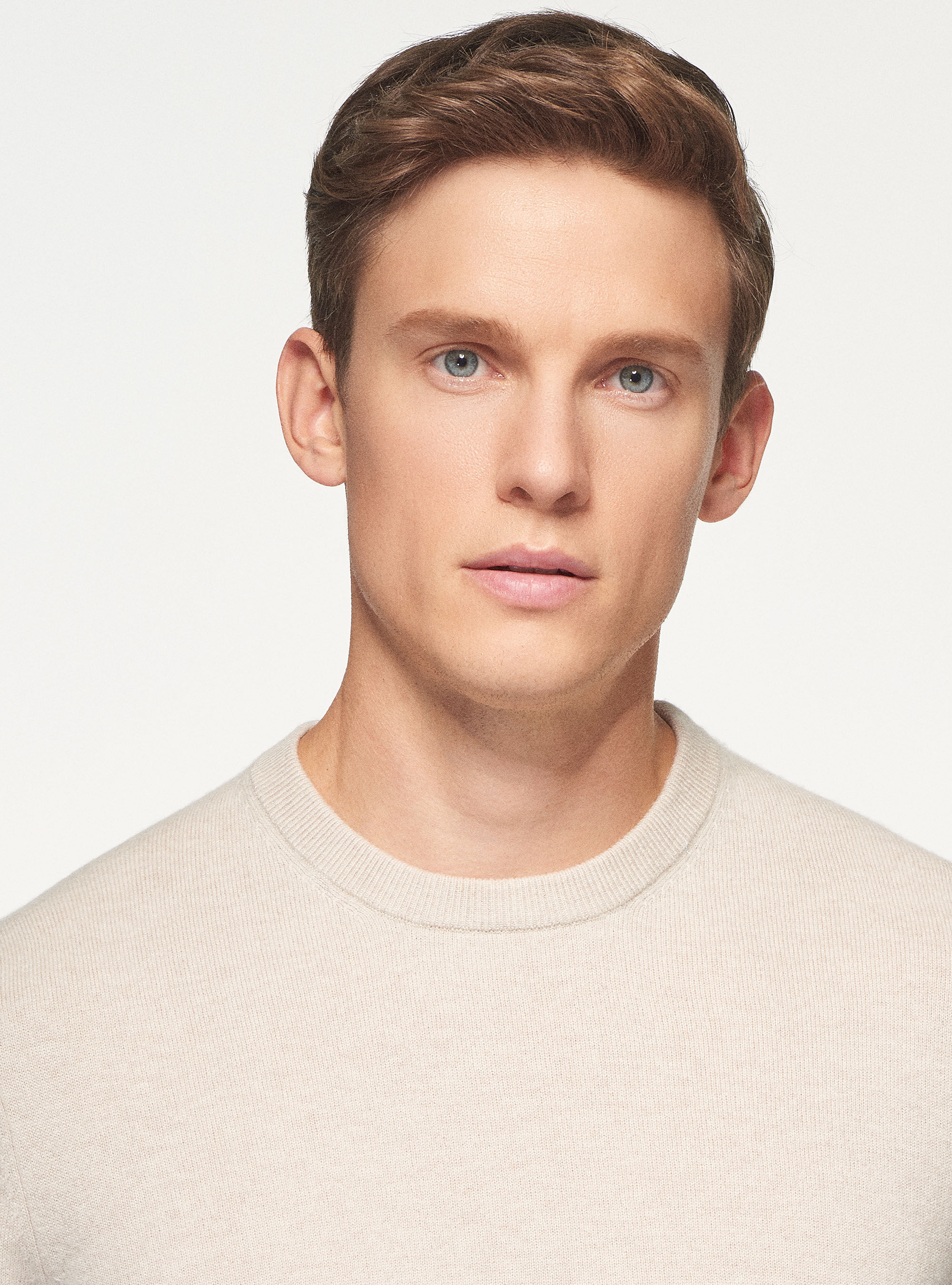 Maglia girocollo in puro cashmere, PANNA