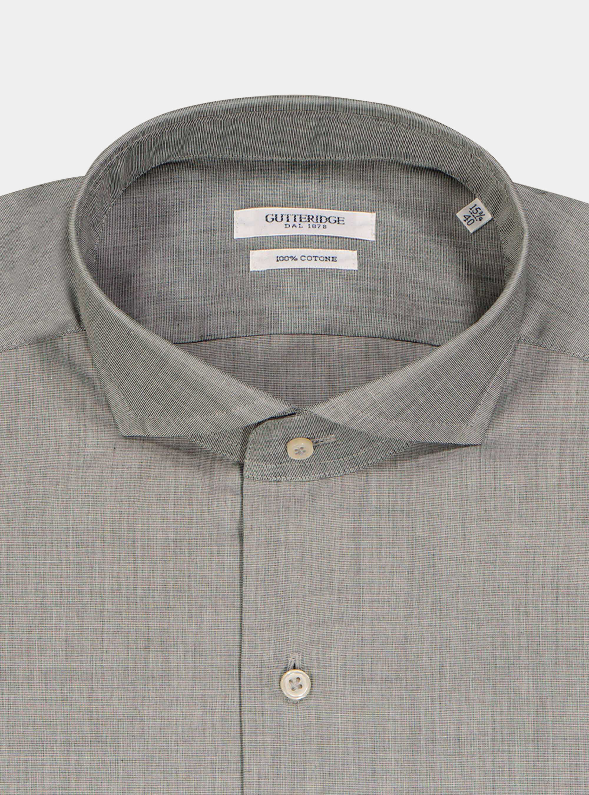 Camicia fil a fil collo francese, GRIGIO CHIARO MELANGE