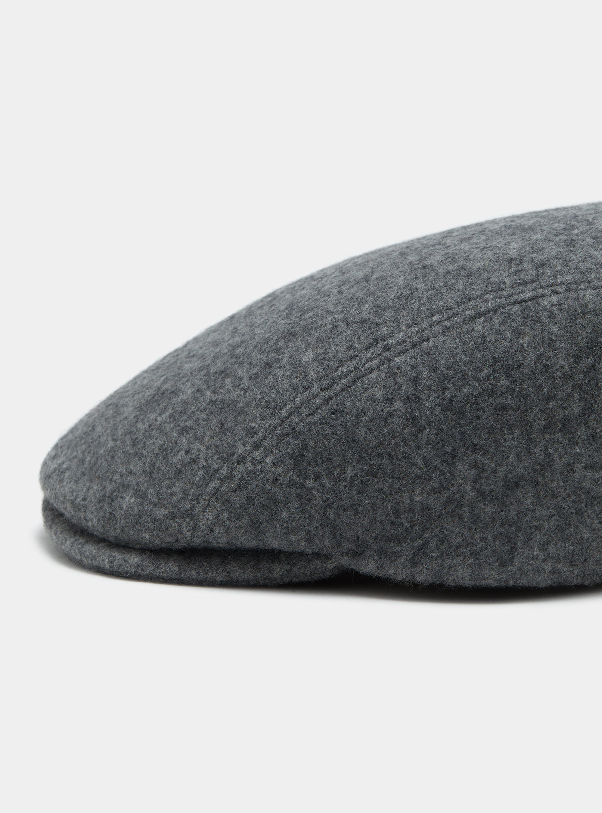 Pure wool and cashmere flat cap, ASPHALT GREY