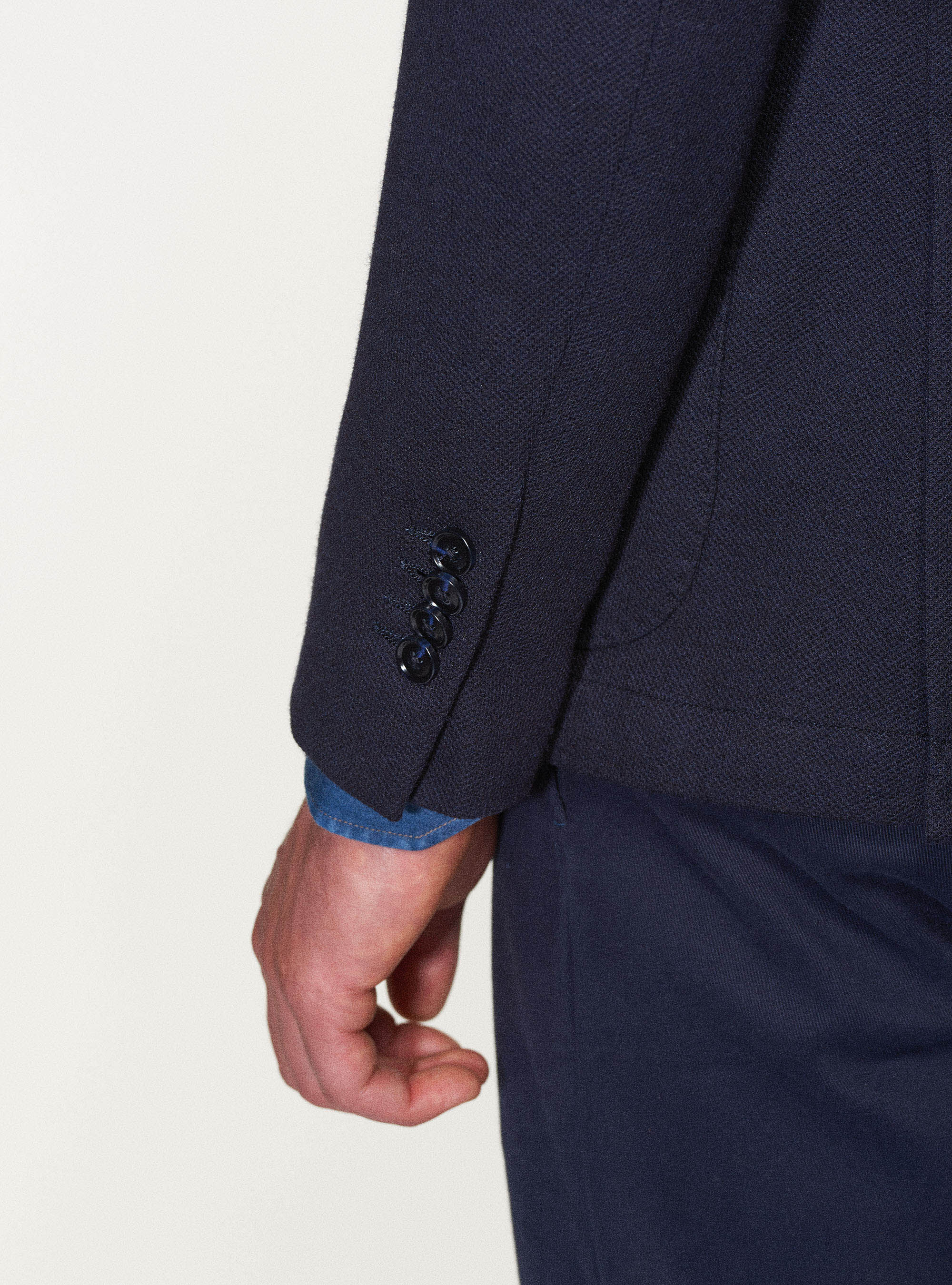 Giacca micro strutturata sfoderata, BLU NAVY