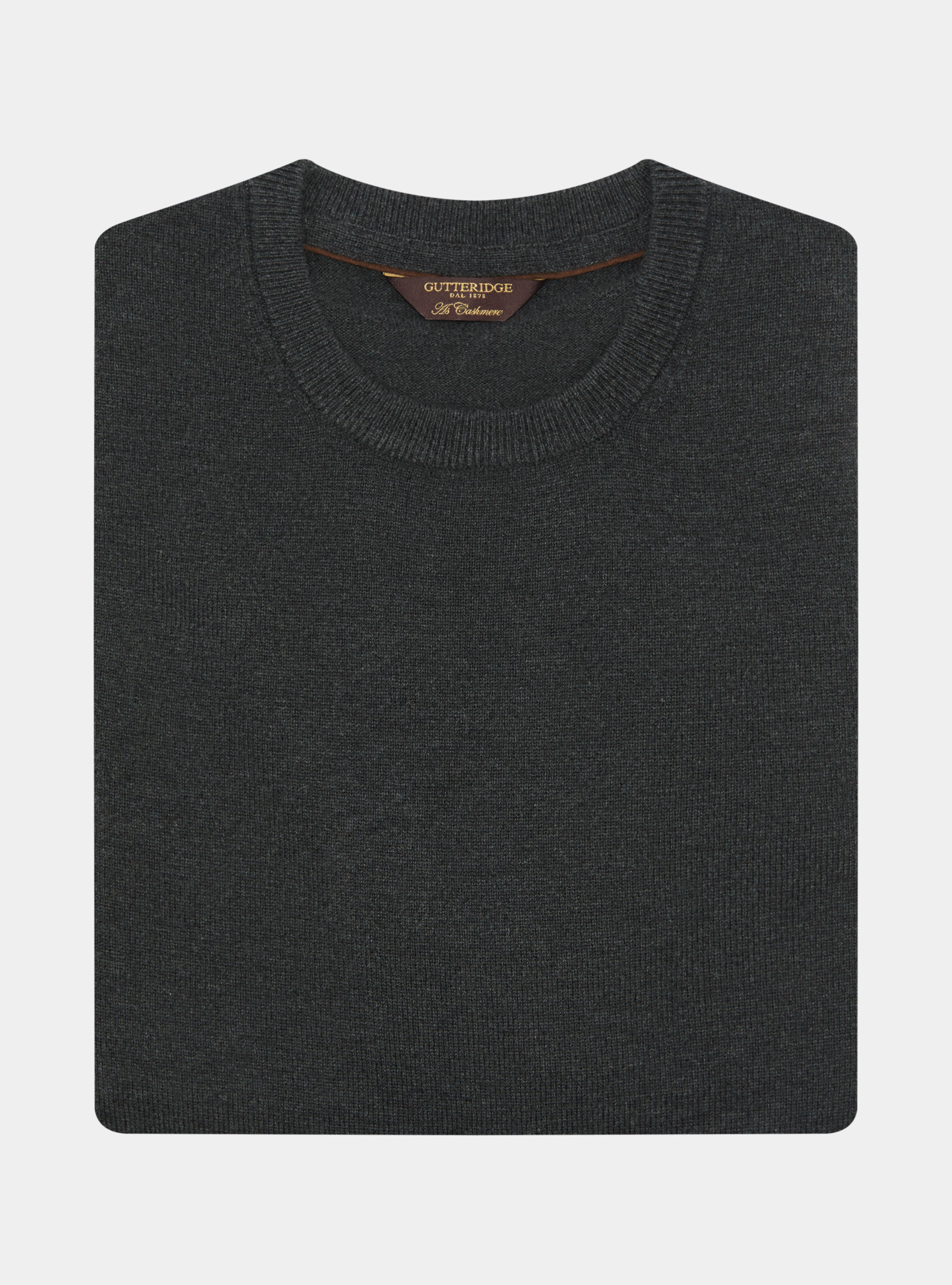 Lambswool and cashmere crewneck sweater, ASPHALT GREY