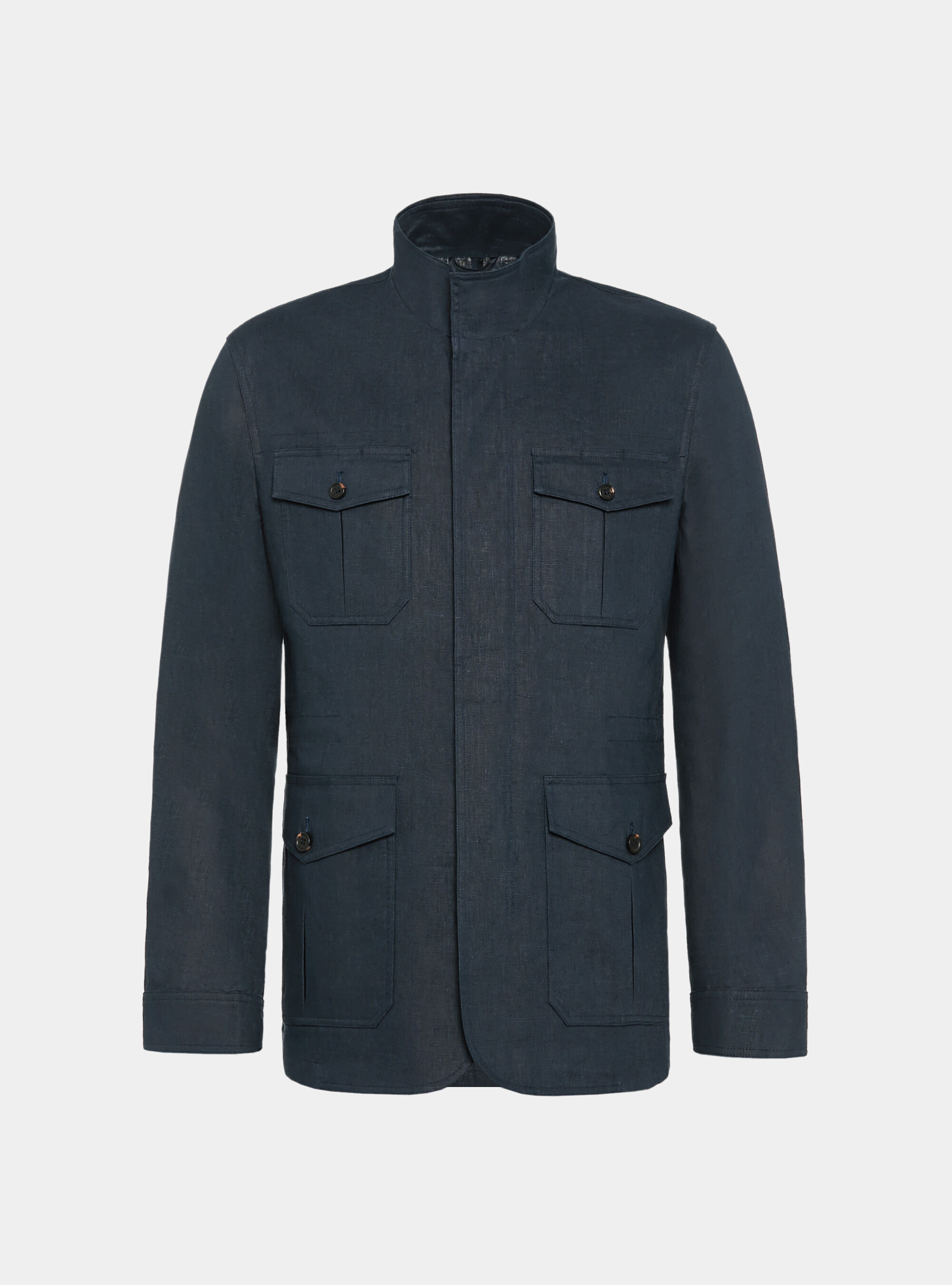 Field jacket in pure linen, NAVY BLUE