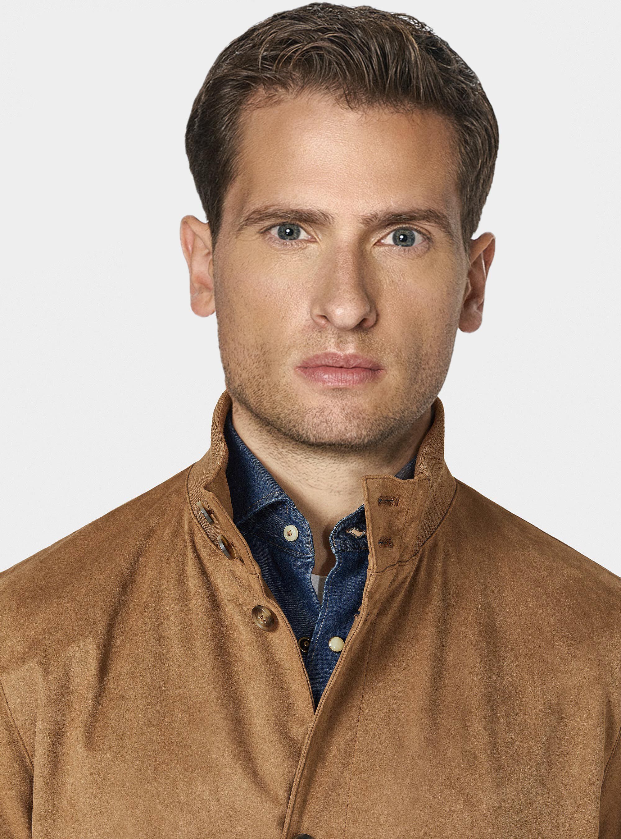 Suede effect bomber jacket, BROWN