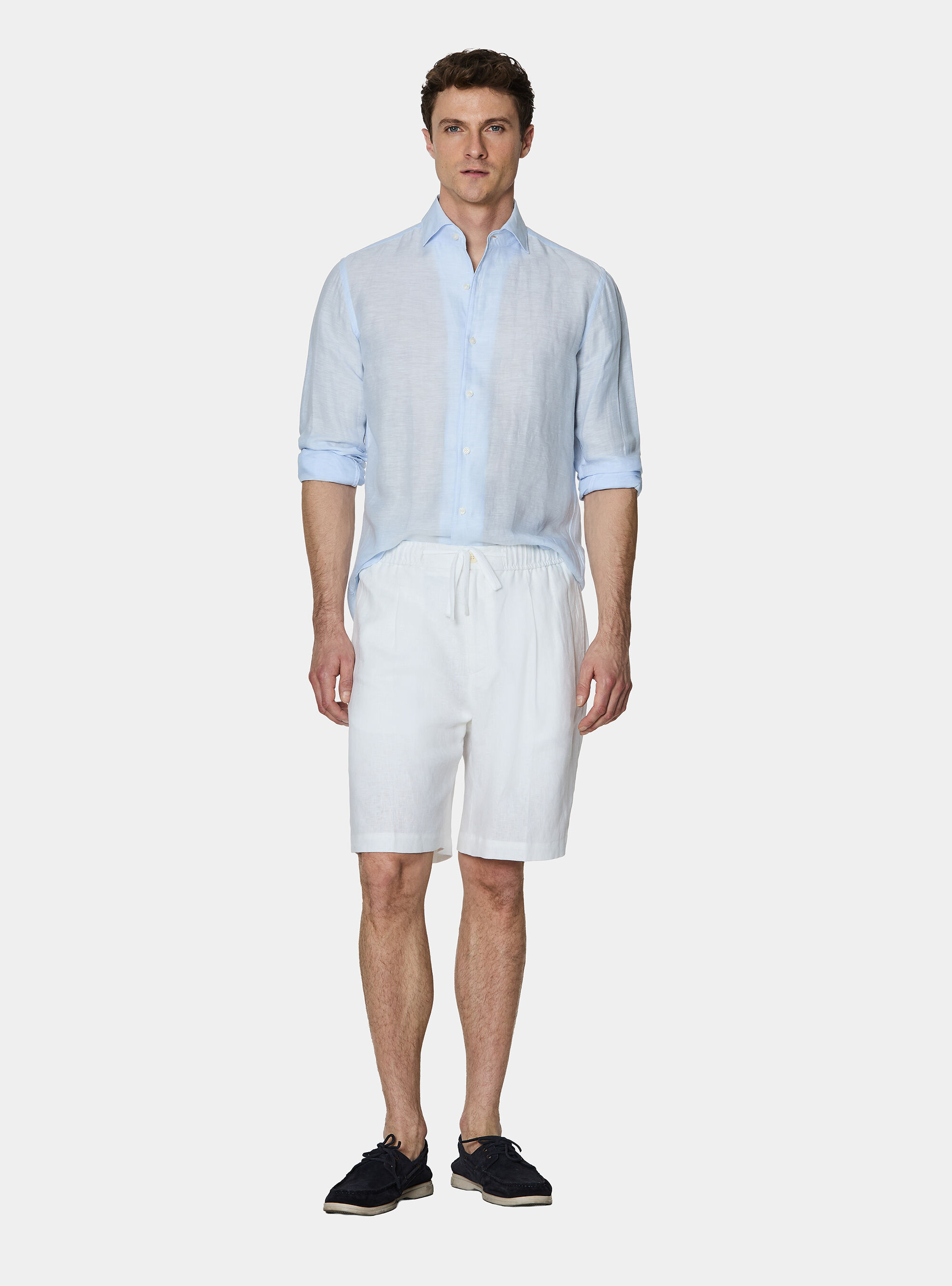 Linen-blend shirt with facing