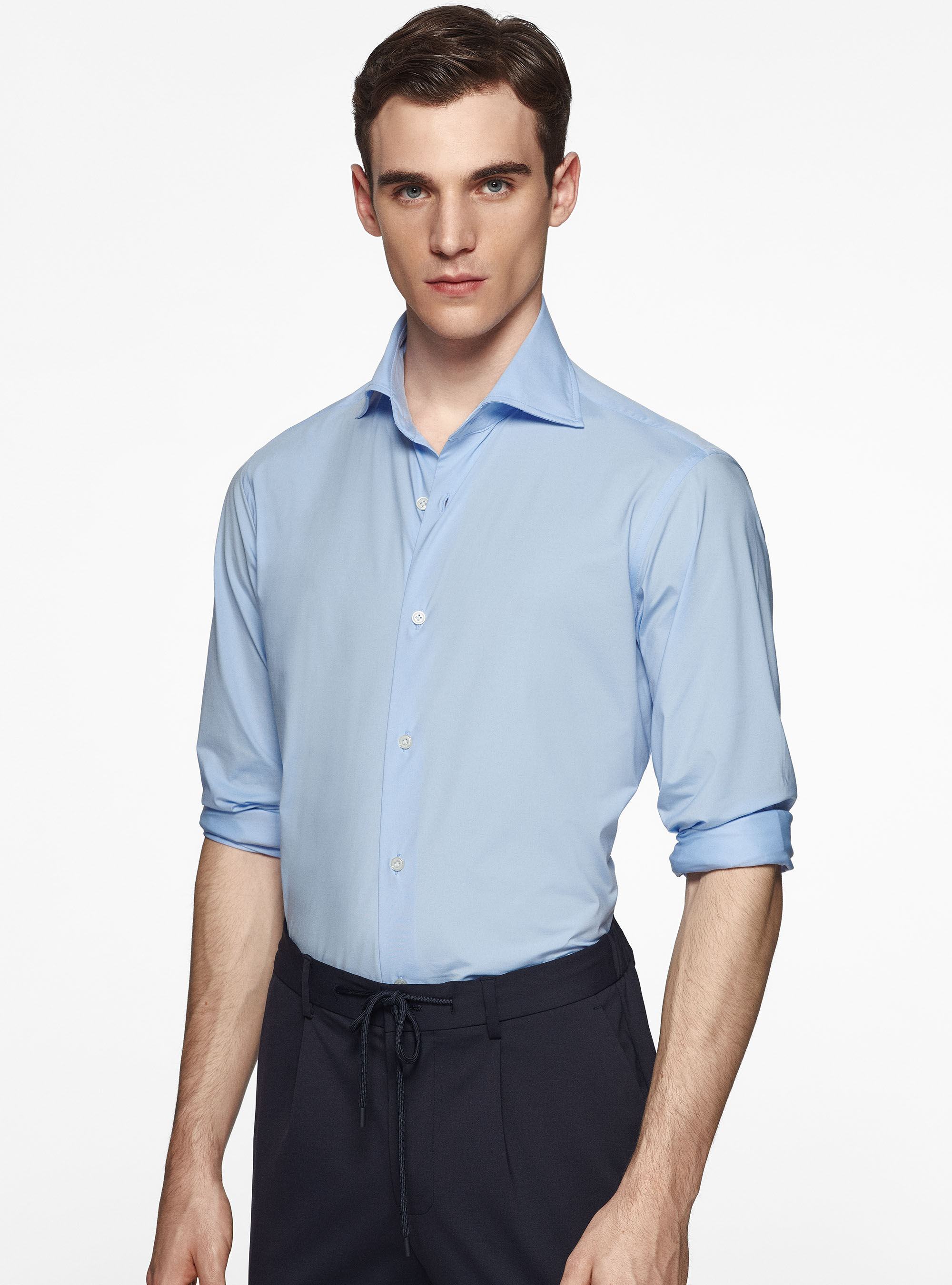Camicia GT01 in jersey stretch, AZZURRO