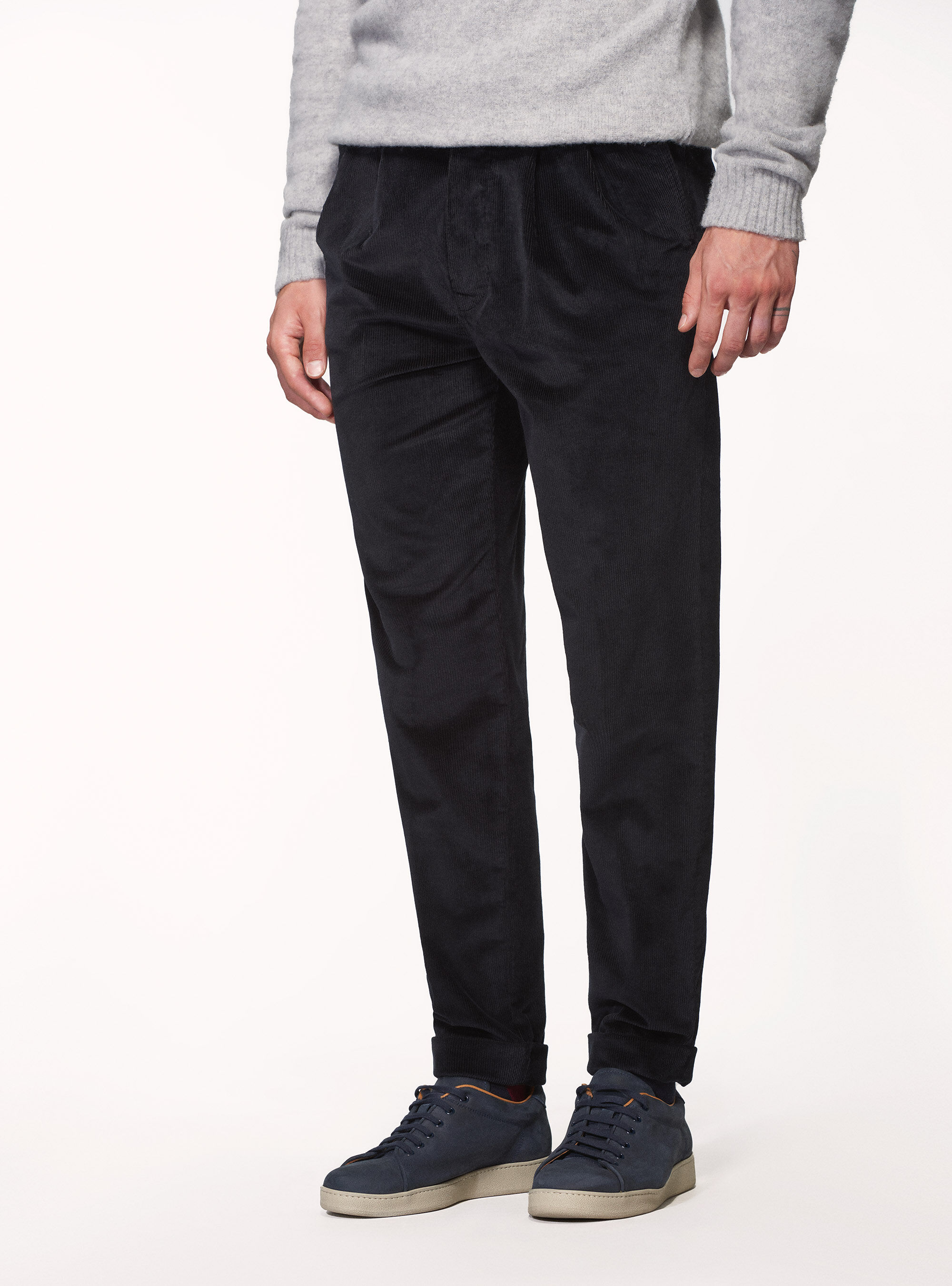 Pantaloni doppia pince in velluto a coste di cotone Gutteridge Uomo Abbigliamento Pantaloni e jeans Pantaloni Pantaloni in velluto 