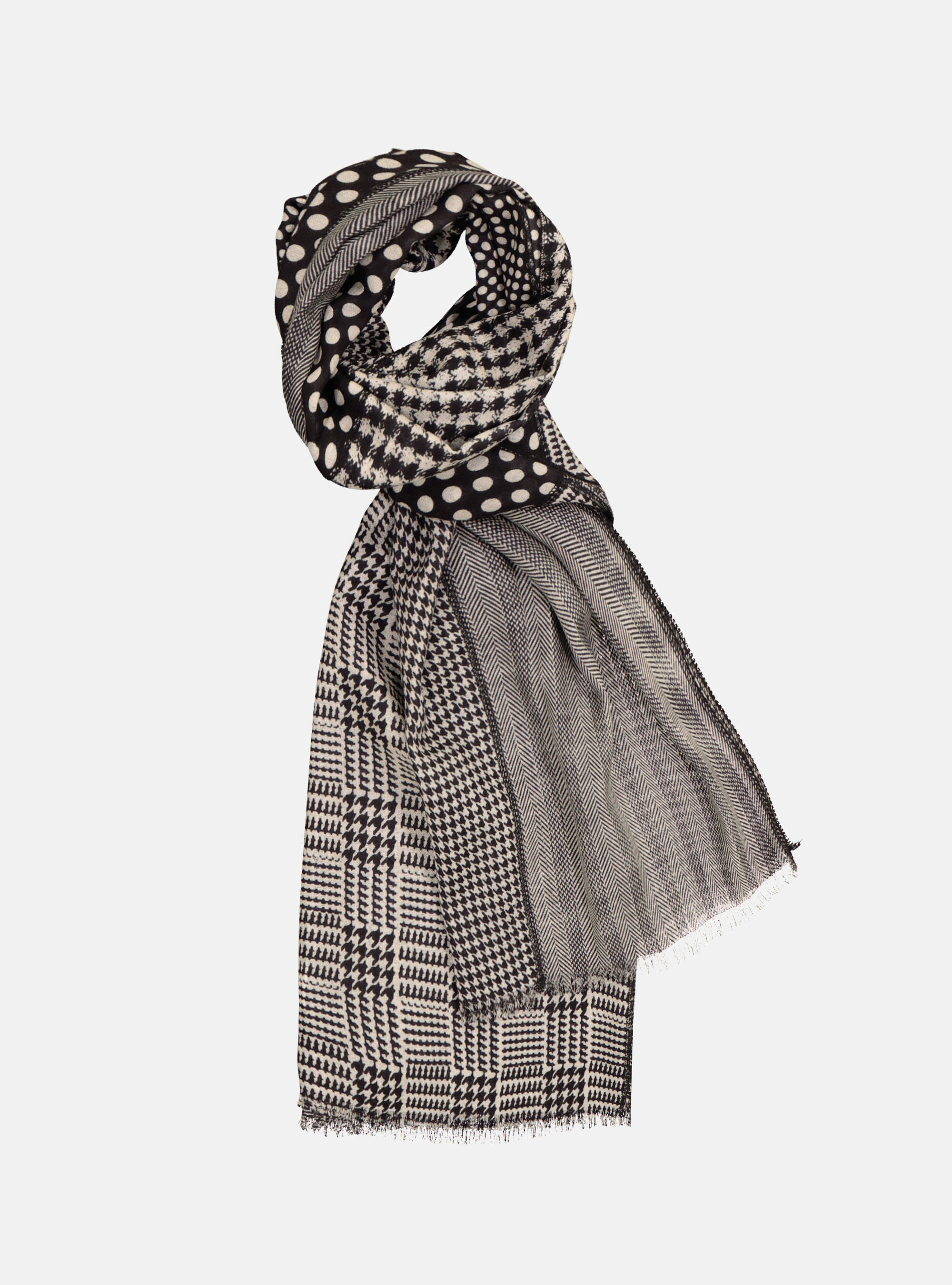 &Eacute;charpe en laine patchwork, NOIR