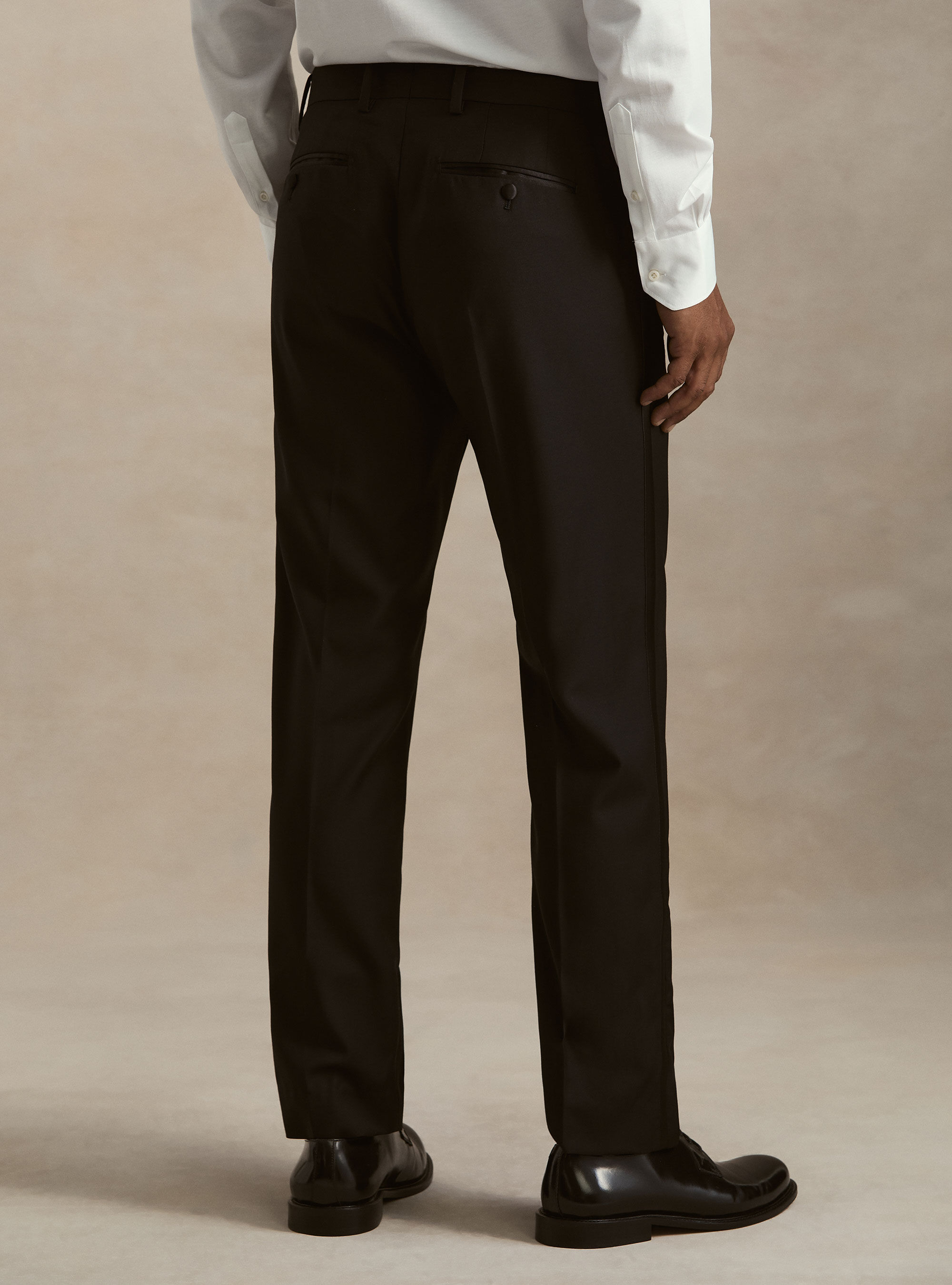 Pantaloni smoking in lana superfine 120's, NERO