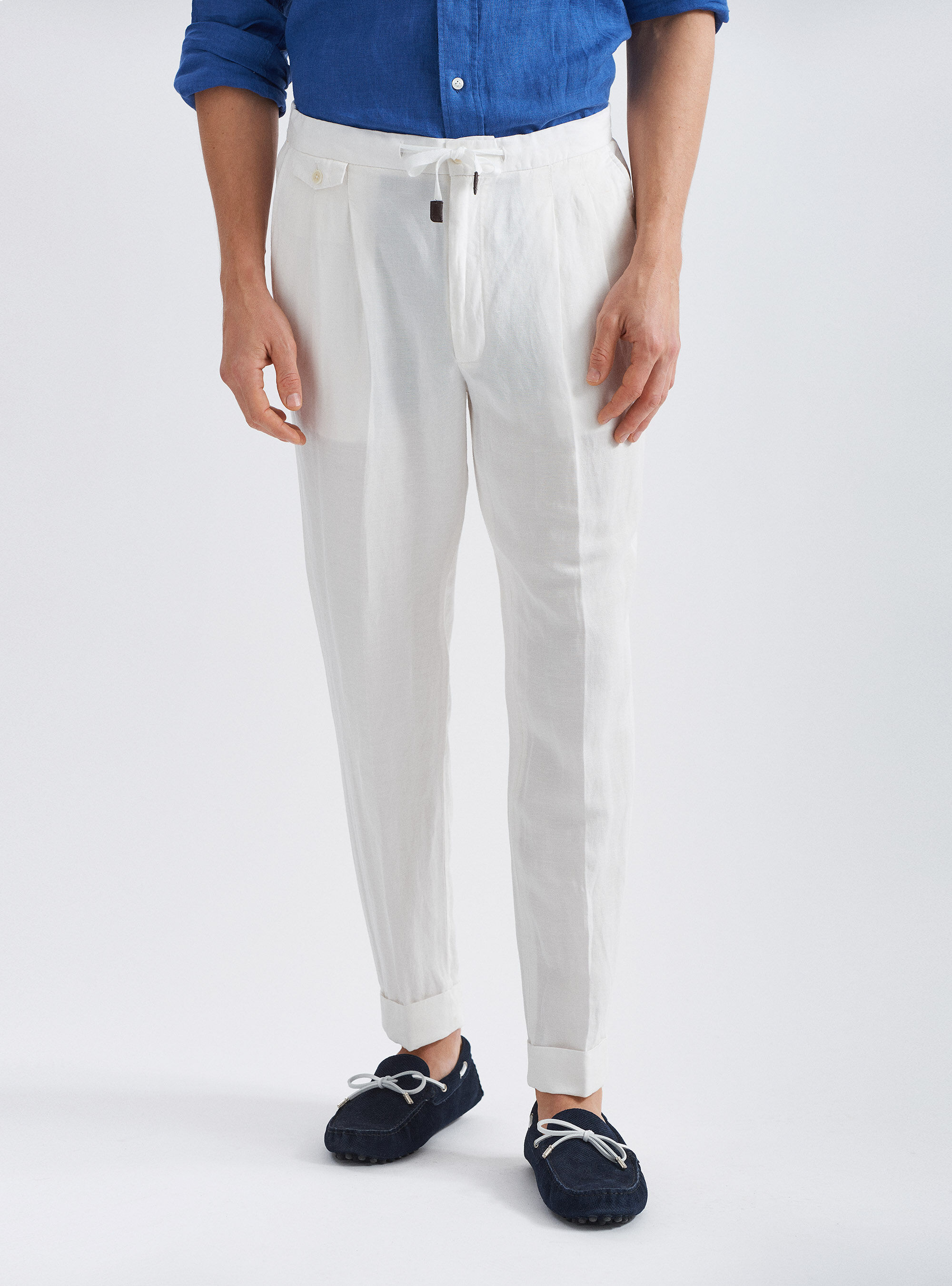 Pantaloni con pinces e coulisse in misto lino | GutteridgeEU | Pantaloni  Uomo