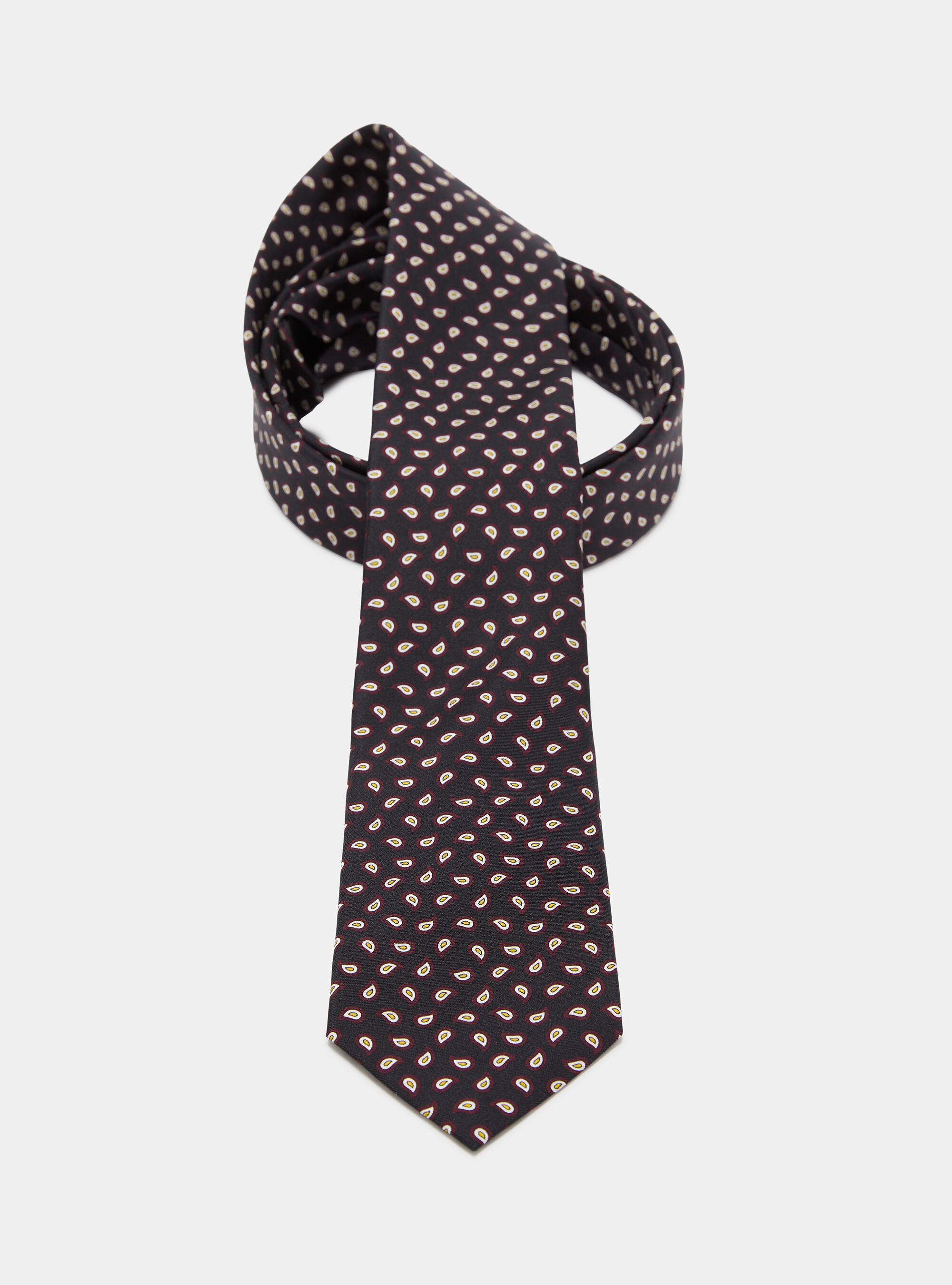 Paisley-patterned silk tie, NAVY BLUE