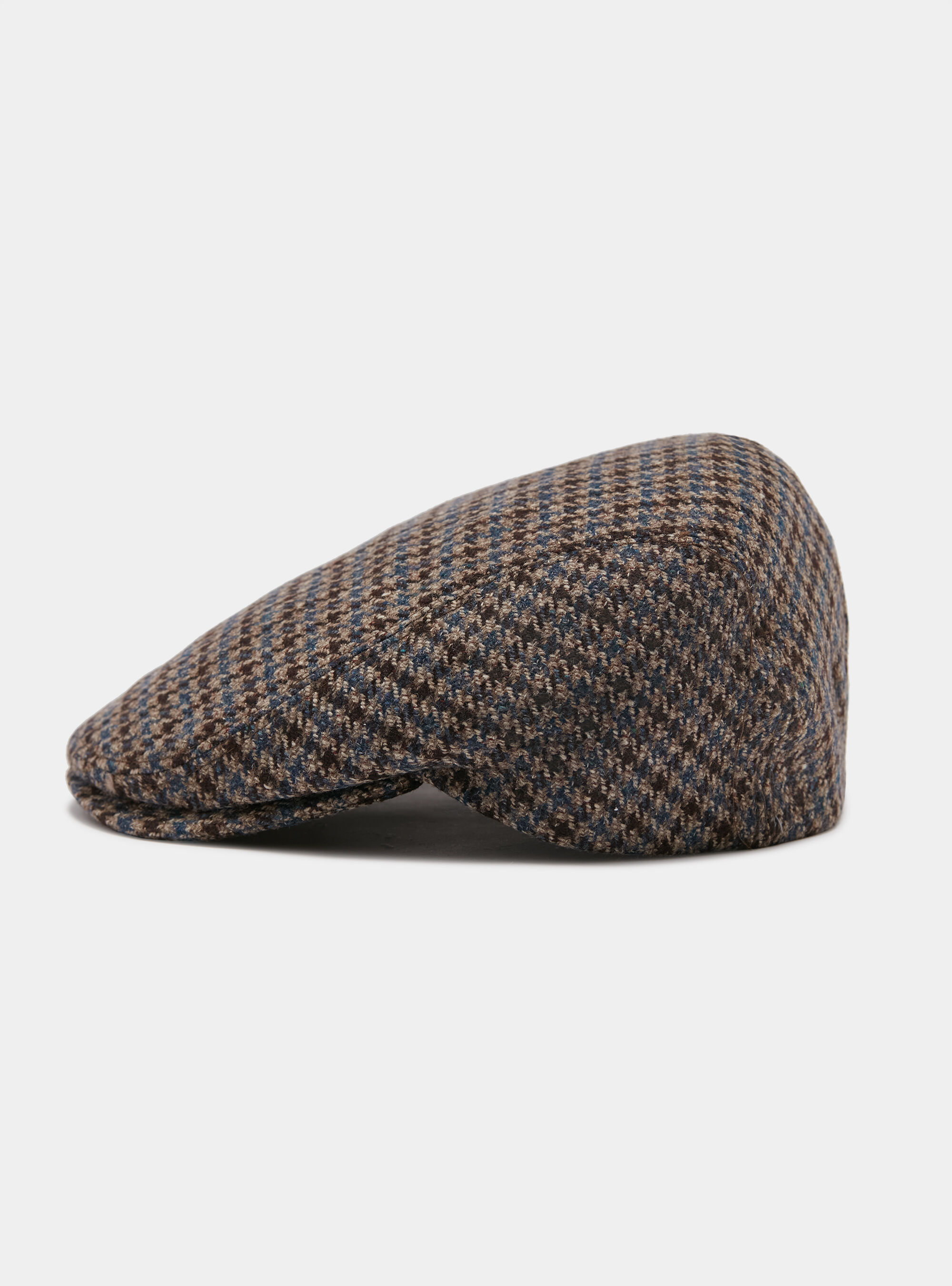 Houndstooth flat cap in wool cashmere Lanificio di Pray