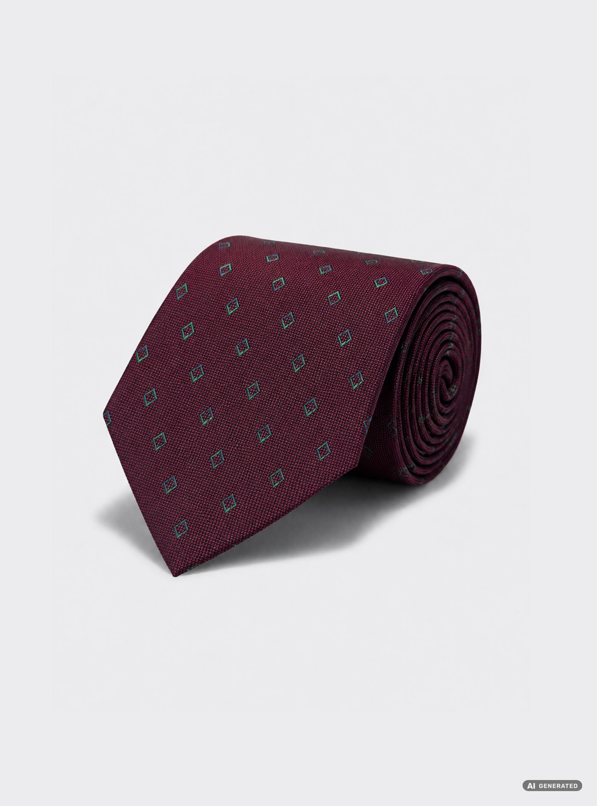Cravatta in seta jacquard con microfantasia rombi
