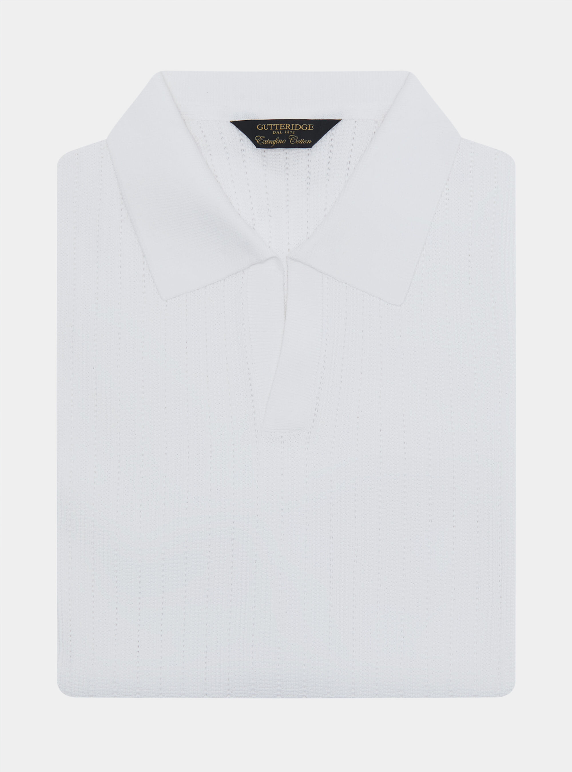 Perforated knit polo shirt without buttons in extra-fine