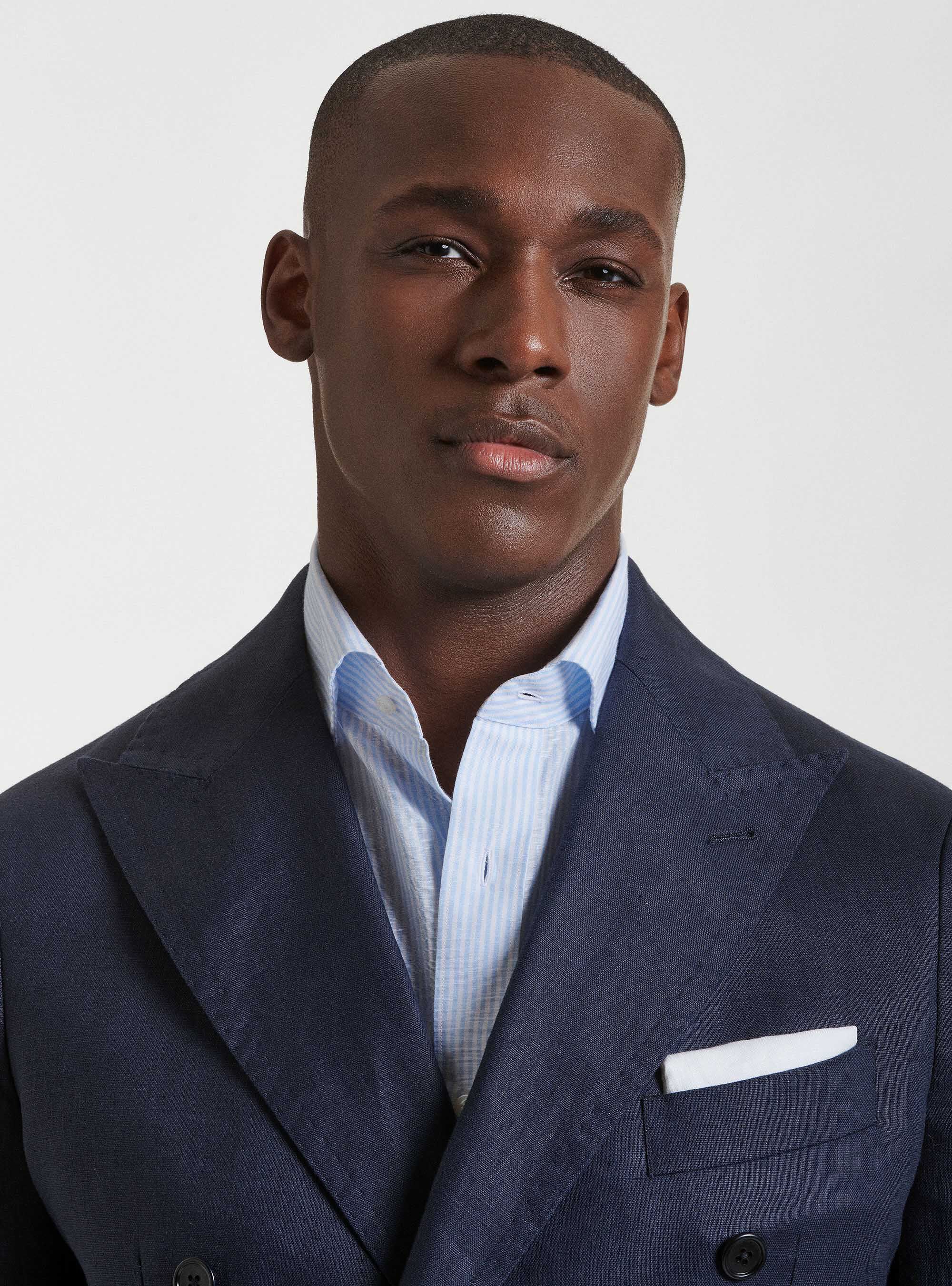 Linen double-breasted blazer