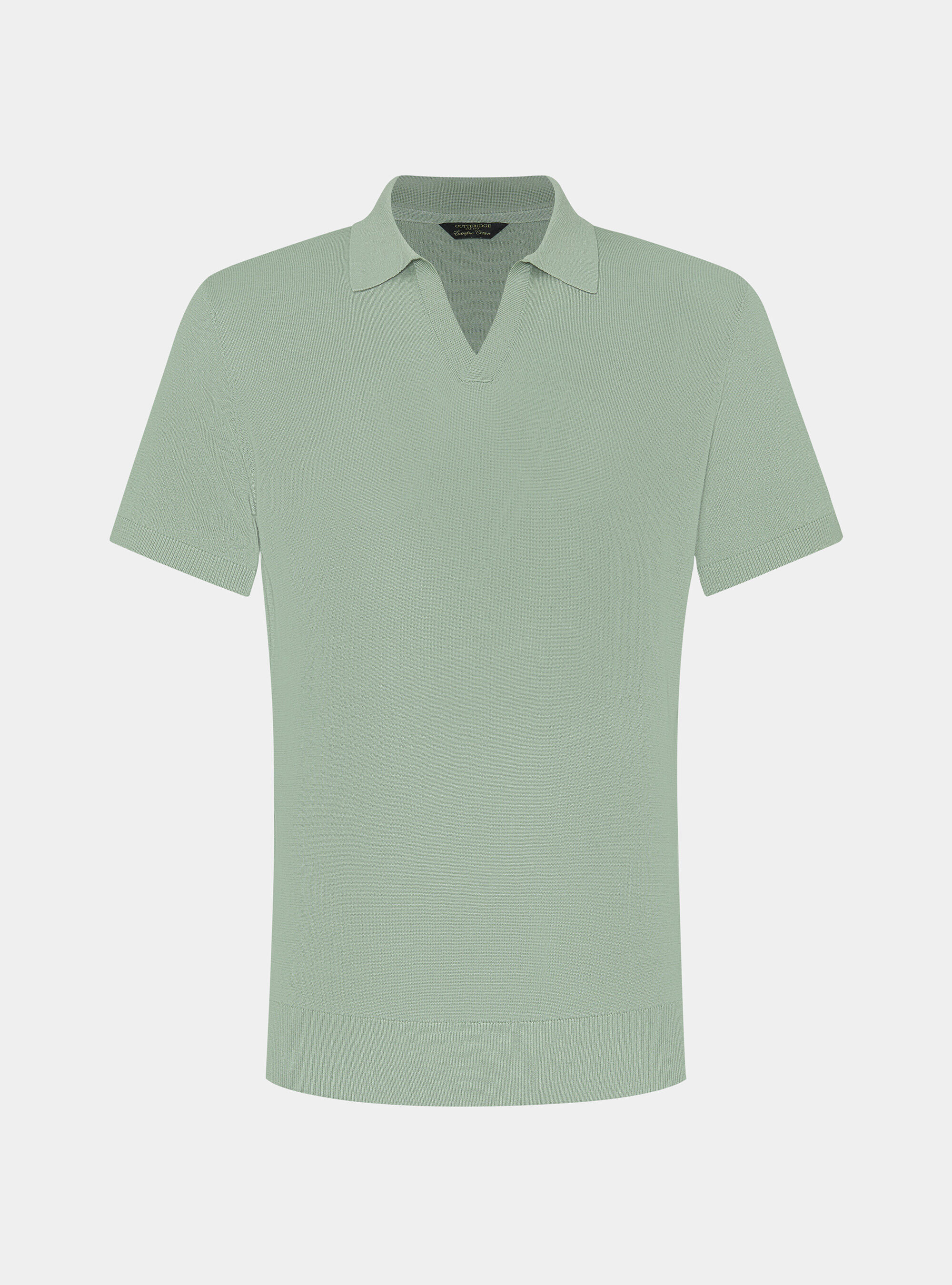 Polo tricot&eacute; sans boutons en coton extra-fin, SALVIA 0602C