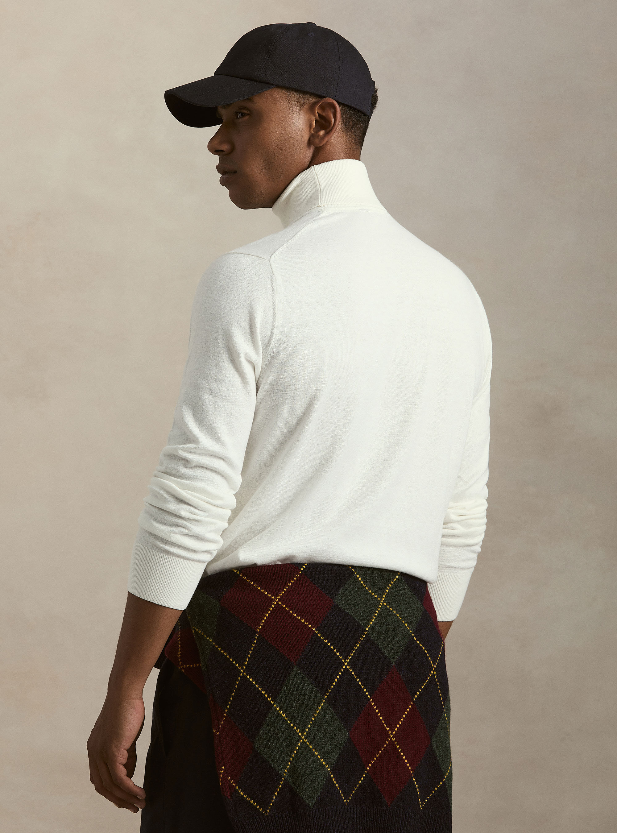 Dolcevita in cotone e cashmere, BIANCO