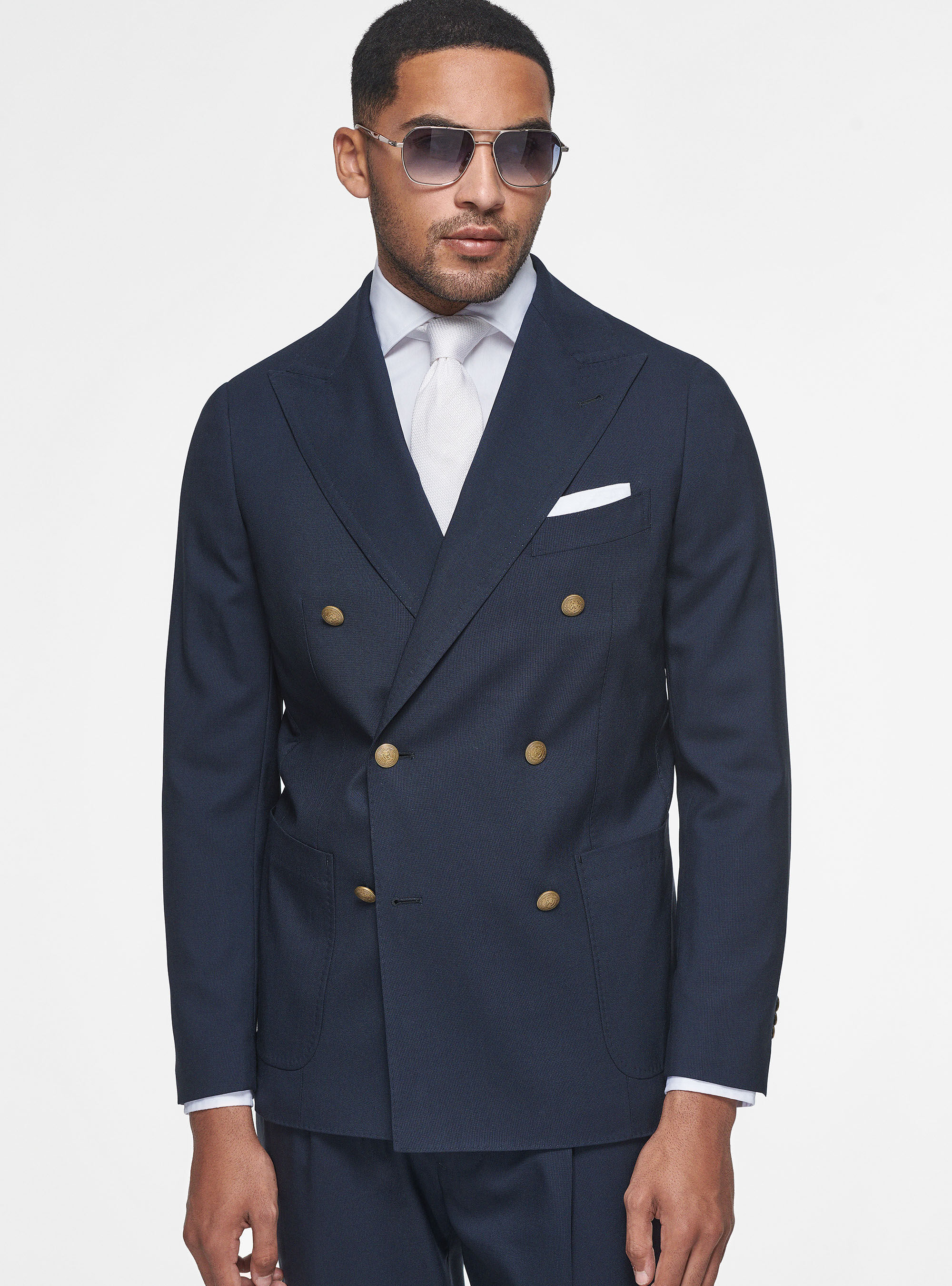 Double-breasted blazer in pure wool