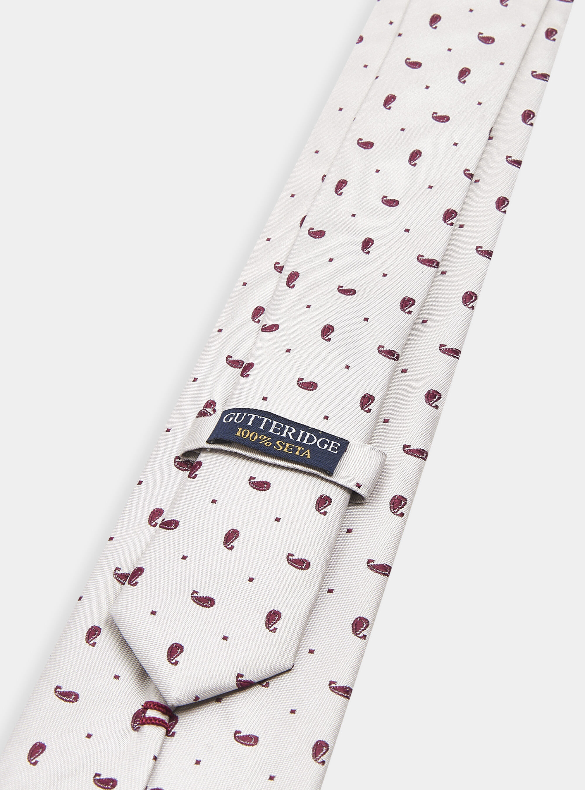 Corbata de seda jacquard, ECRU/BORDEAUX EB01