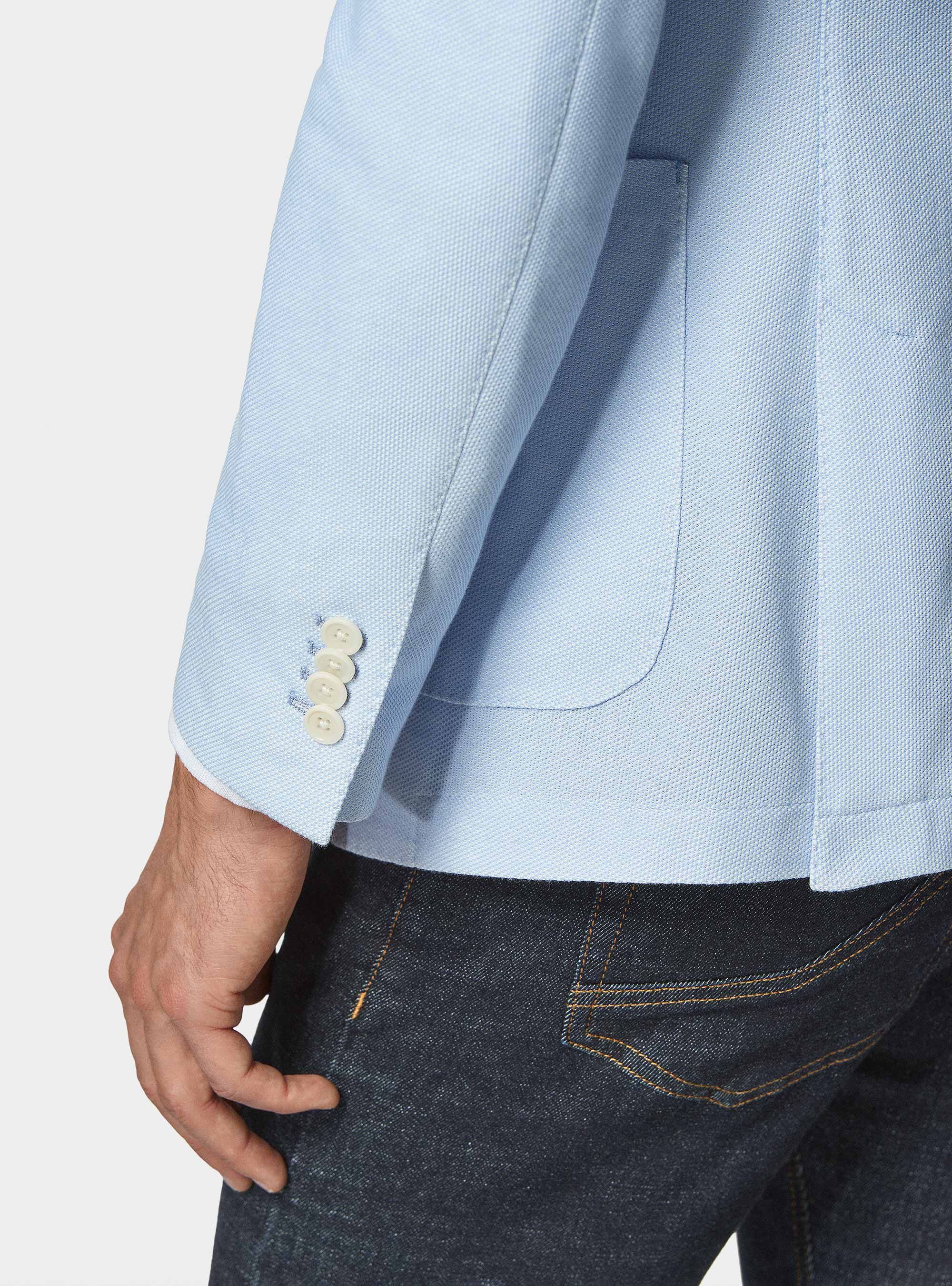 Cotton blend honeycomb jersey blazer, LIGHT BLUE