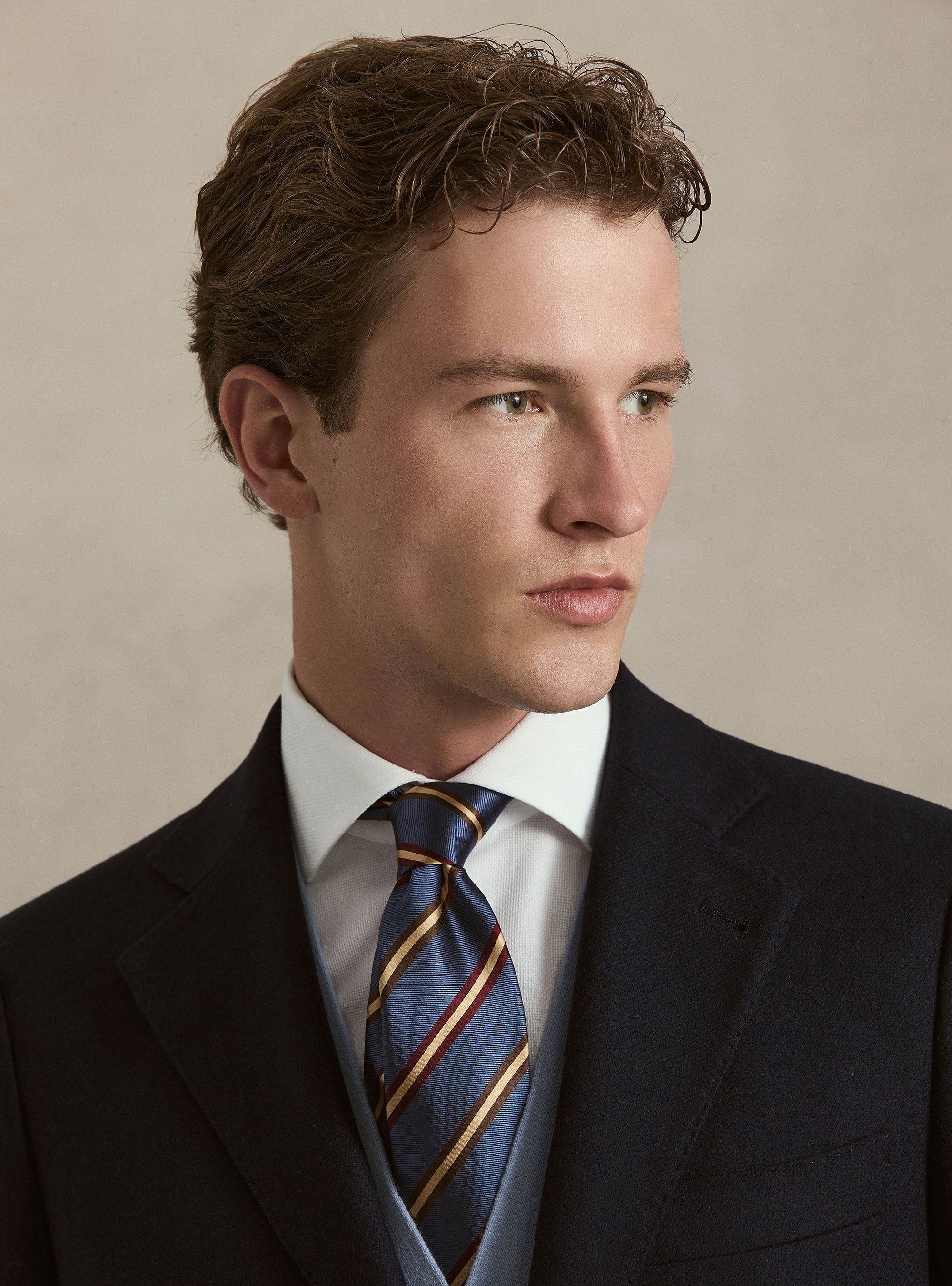 Wool blend flannel blazer, NAVY BLUE