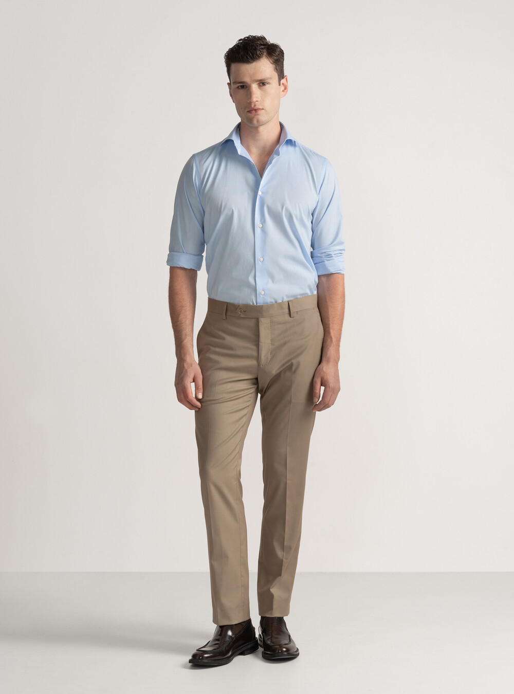 Cotton poplin stretch shirt, LIGHT BLUE Cotton poplin stretch shirt
