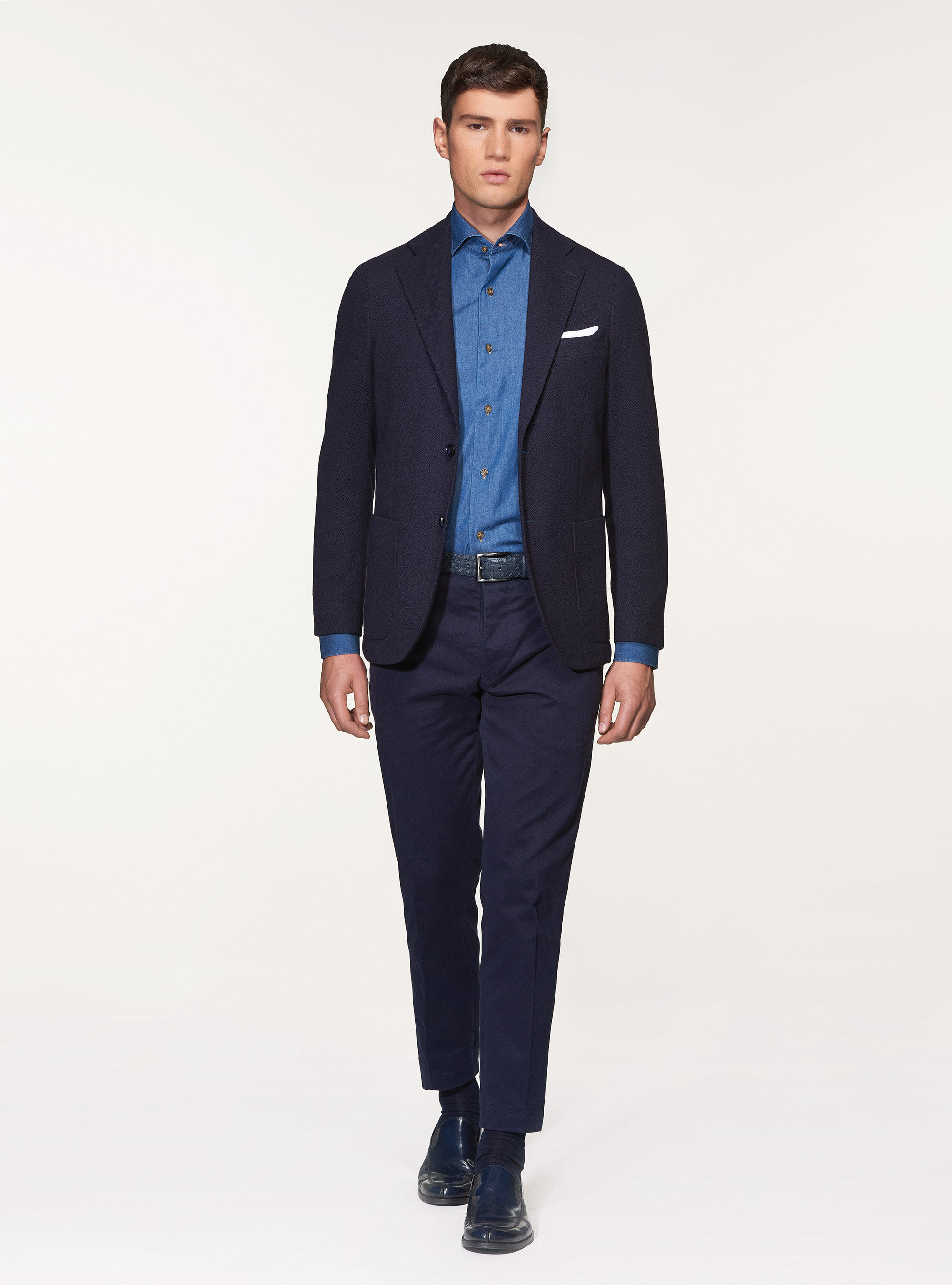 Giacca micro strutturata sfoderata, BLU NAVY