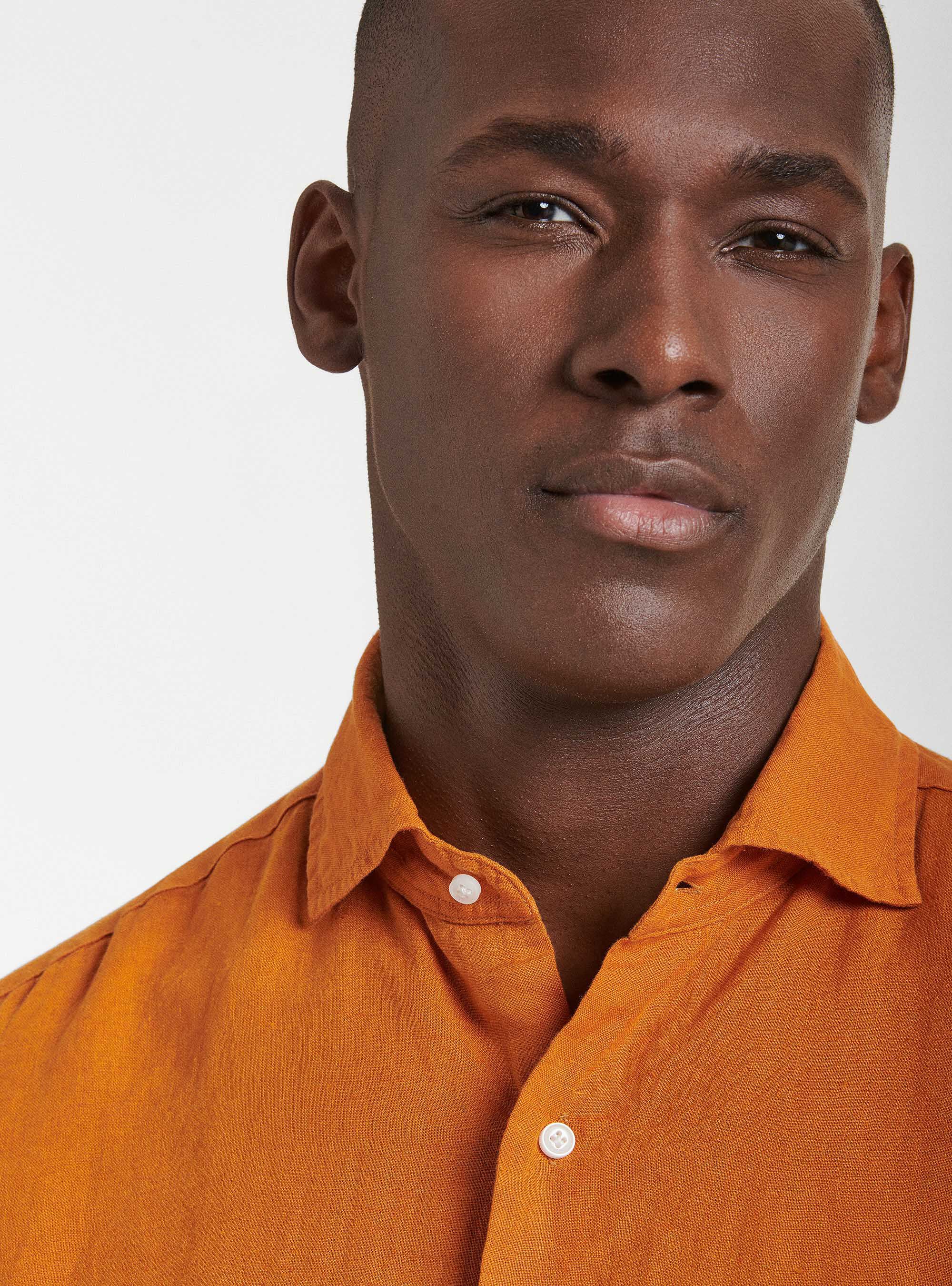 Camicia collo semi francese in puro lino, 0713C ZUCCA