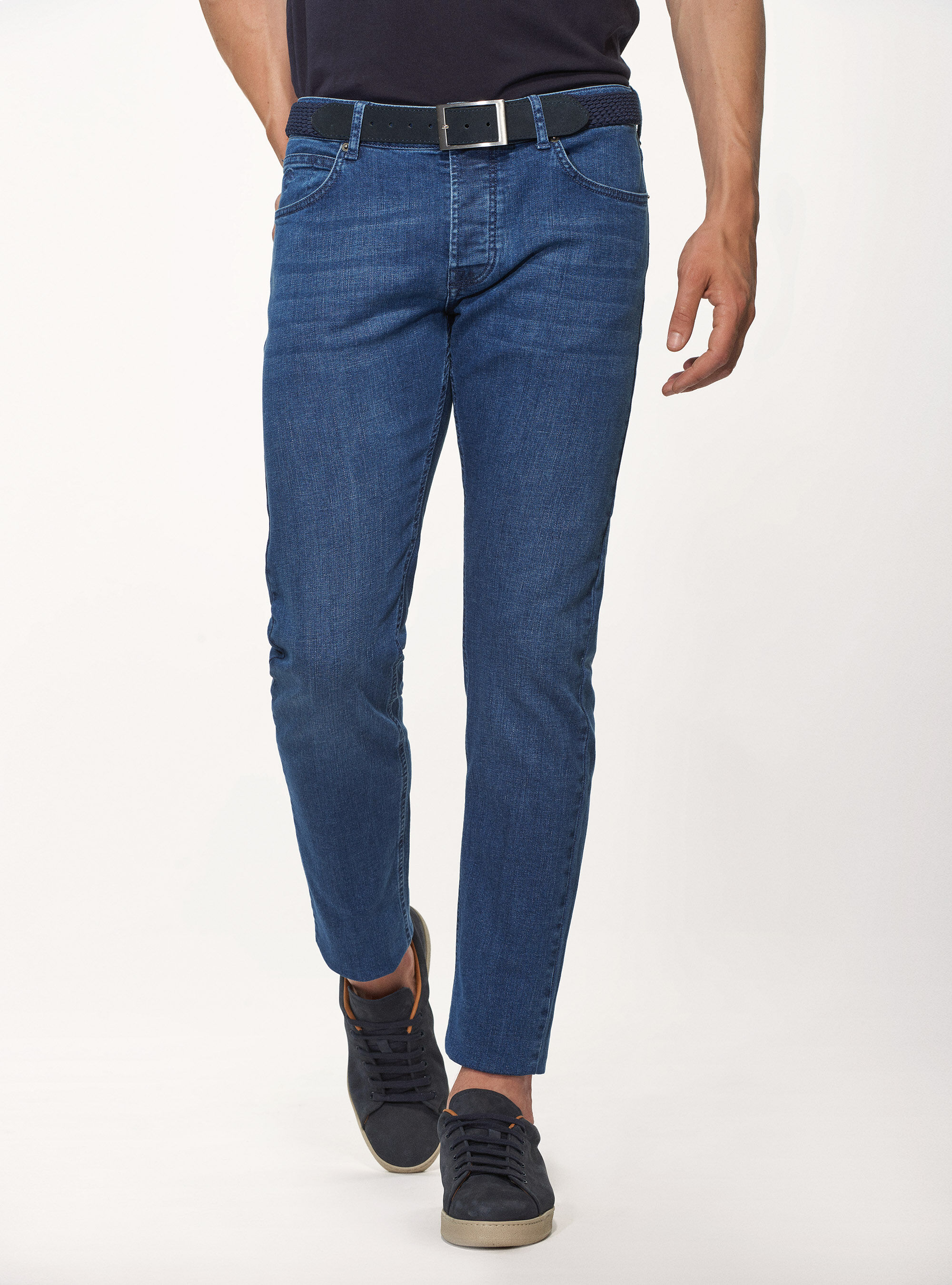 Coloured tailor fit jeans, BLUE