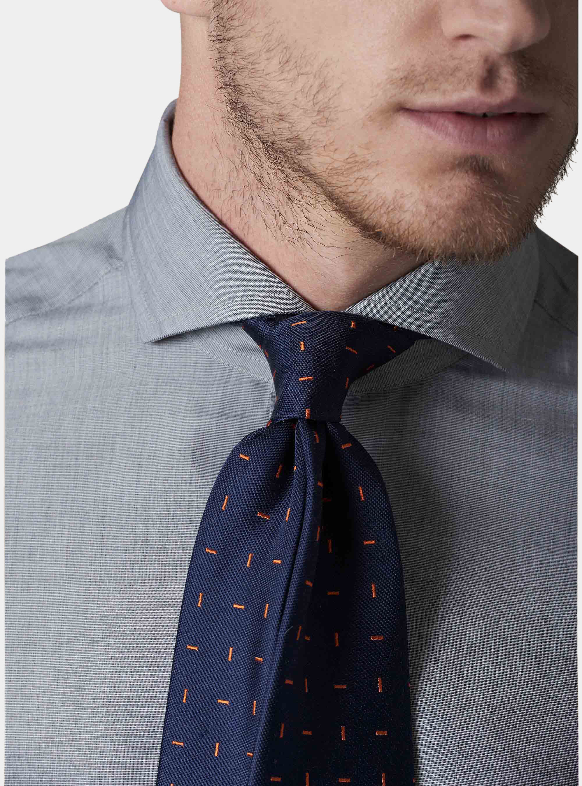 Camicia fil a fil collo francese, GRIGIO CHIARO MELANGE
