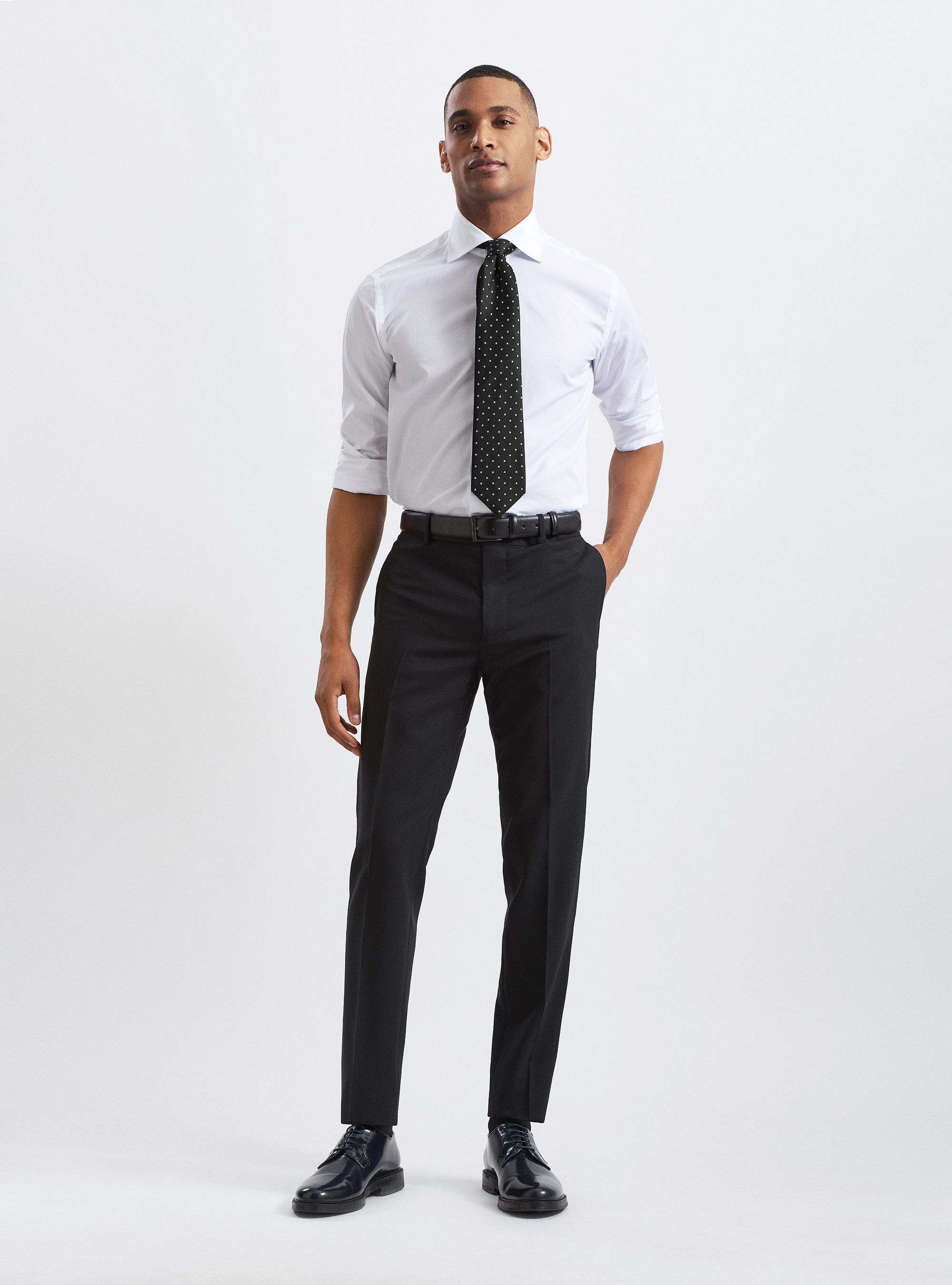 Pantaloni per abito in pura lana tessuti Vitale Barberis Canonico, NERO