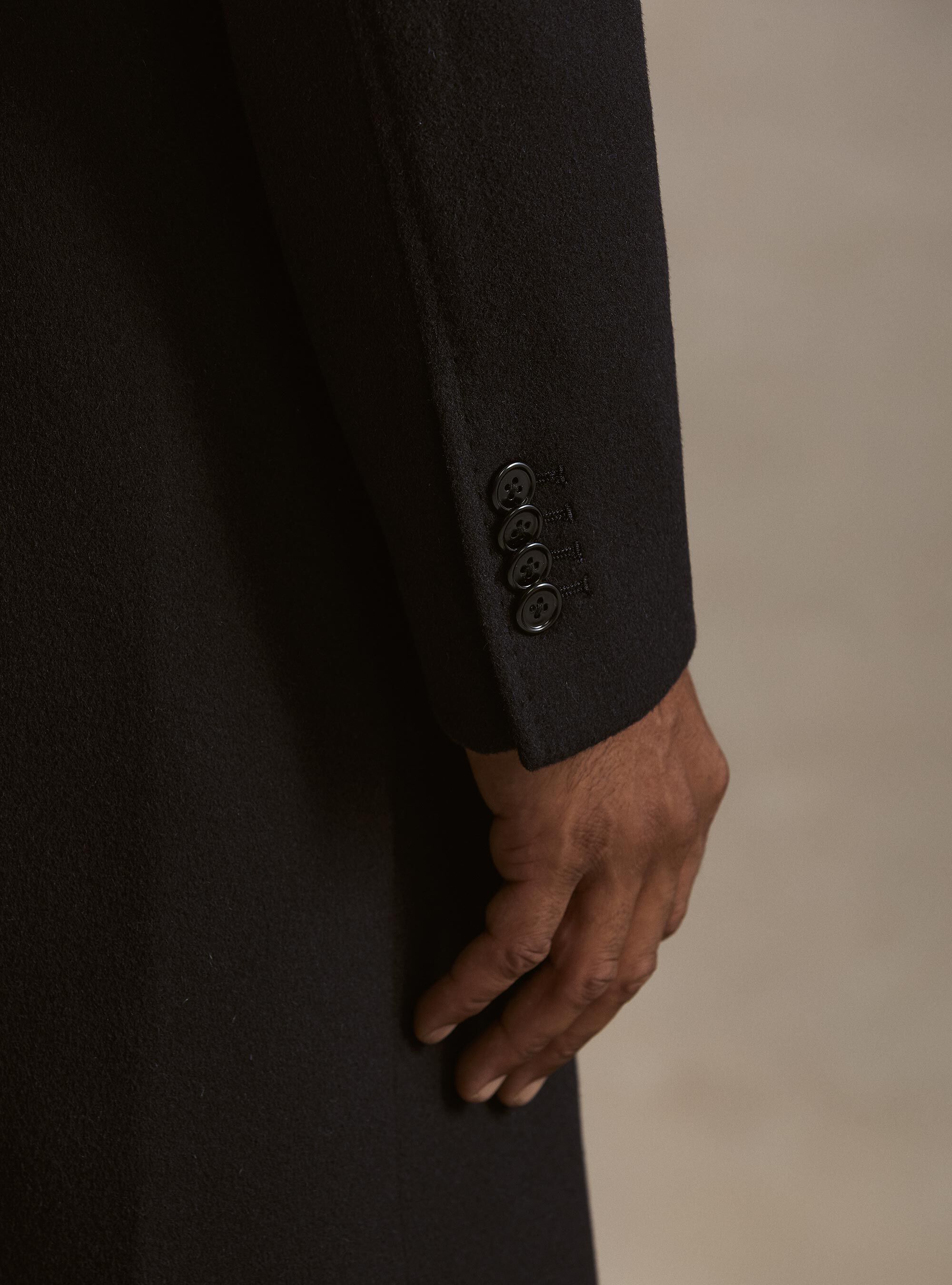 Single-breasted wool and cashmere coat, NAVY BLUE