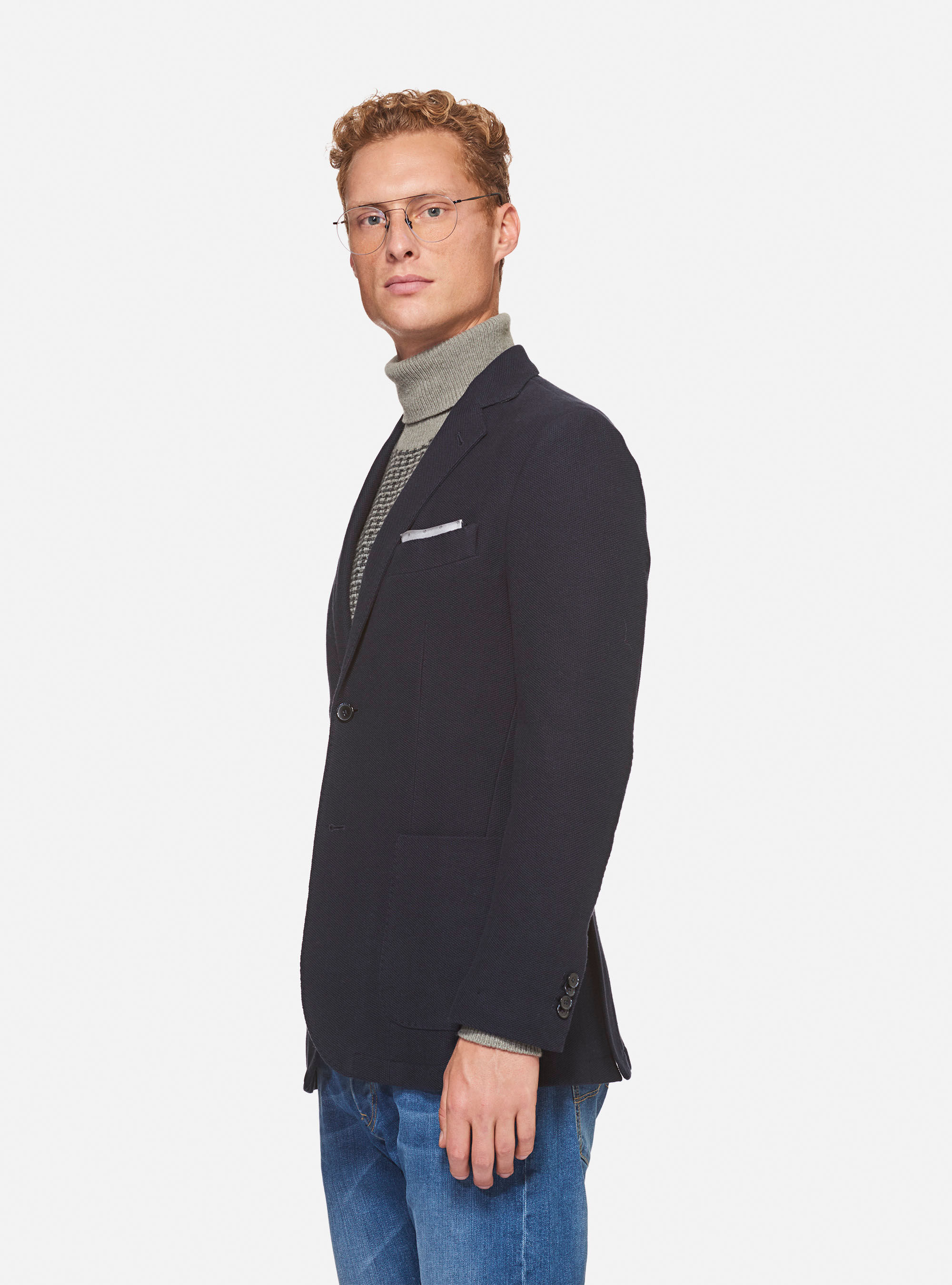 Wool jersey blazer, NAVY BLUE