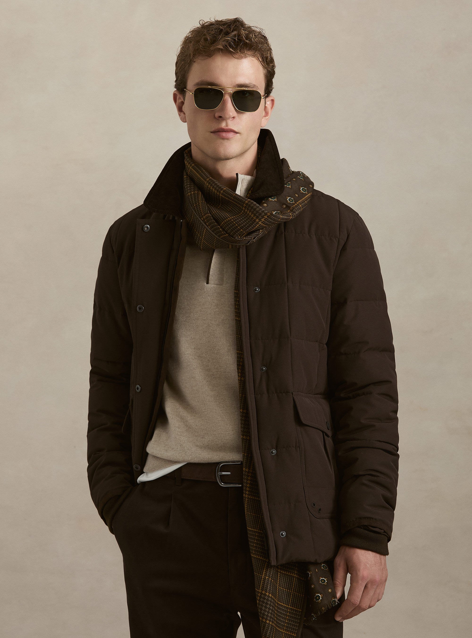 Classic quilted shirt-collar jacket