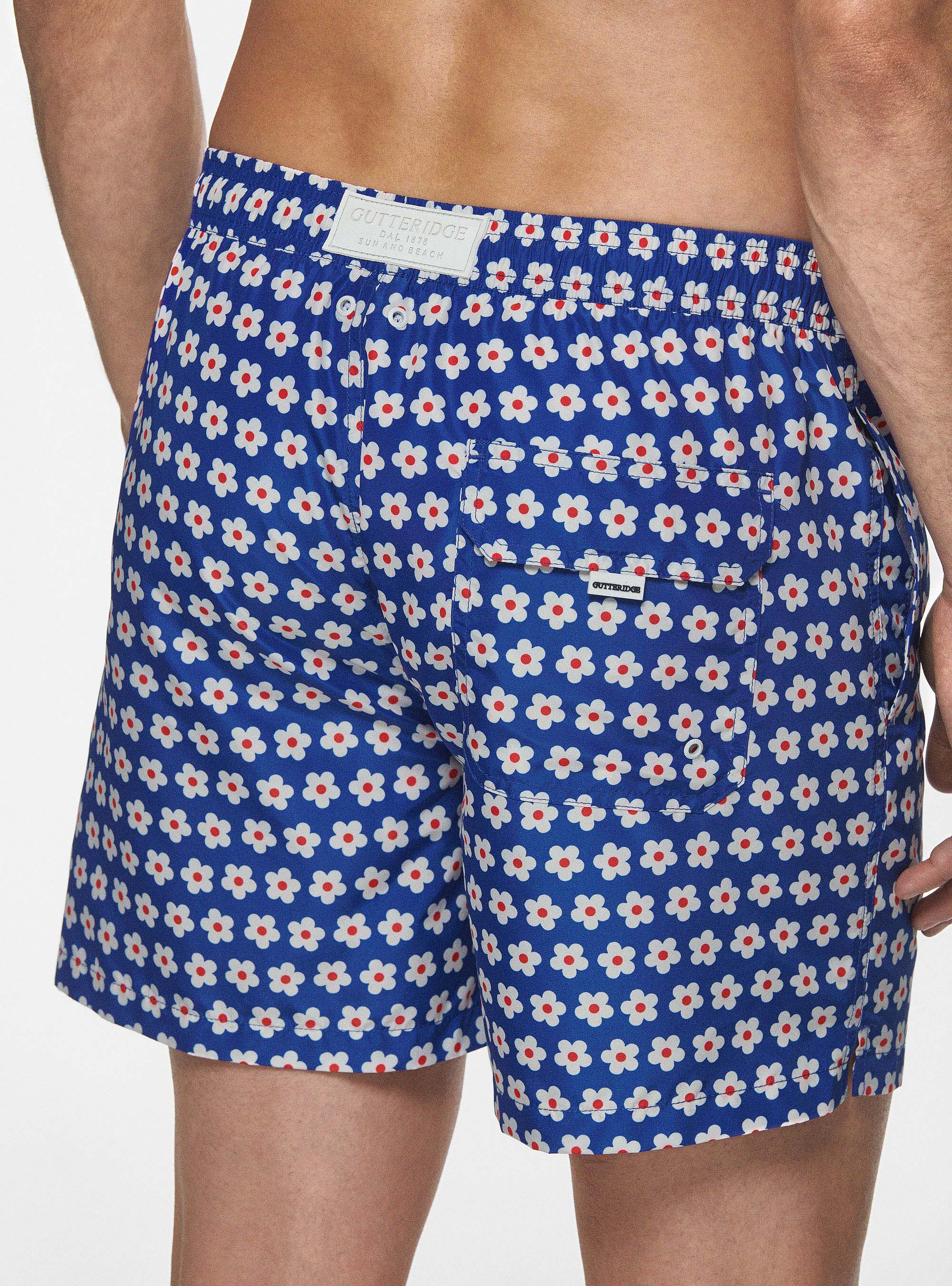 Badeanzug mit G&auml;nsebl&uuml;mchen, BLUE 0241C