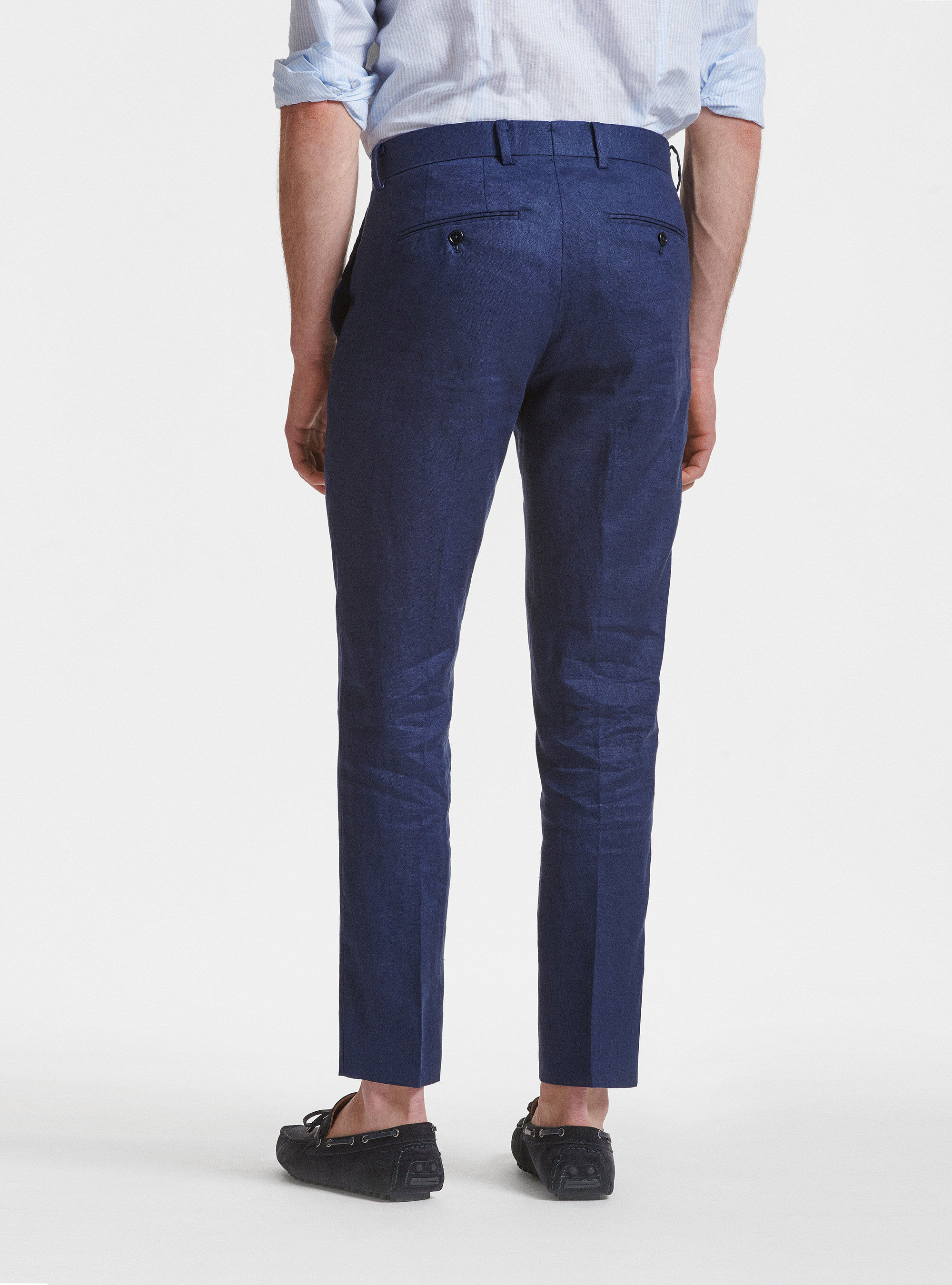 Pantaloni per abito in puro lino, BLU