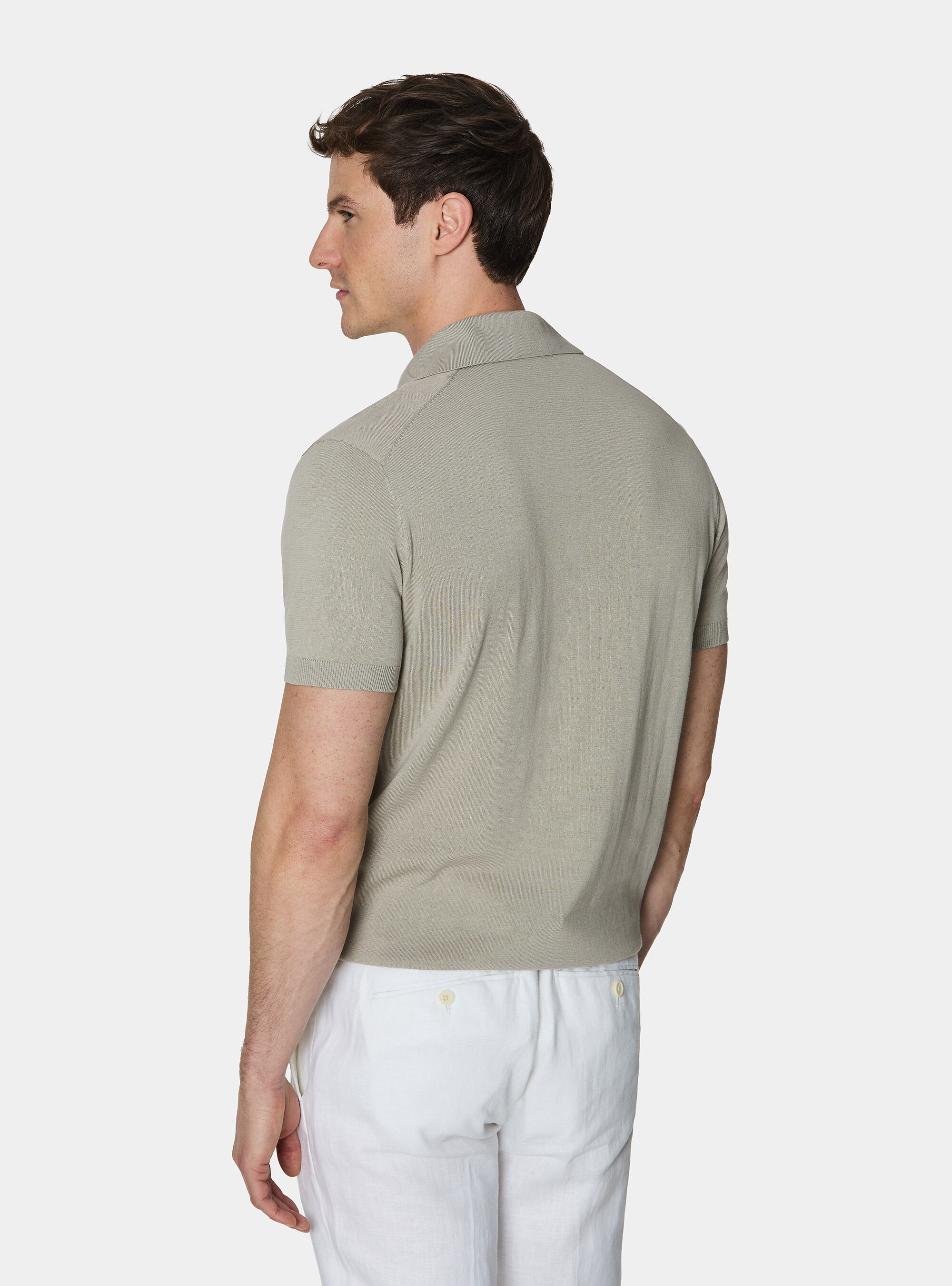 Extra-fine cotton knit polo shirt, SAND