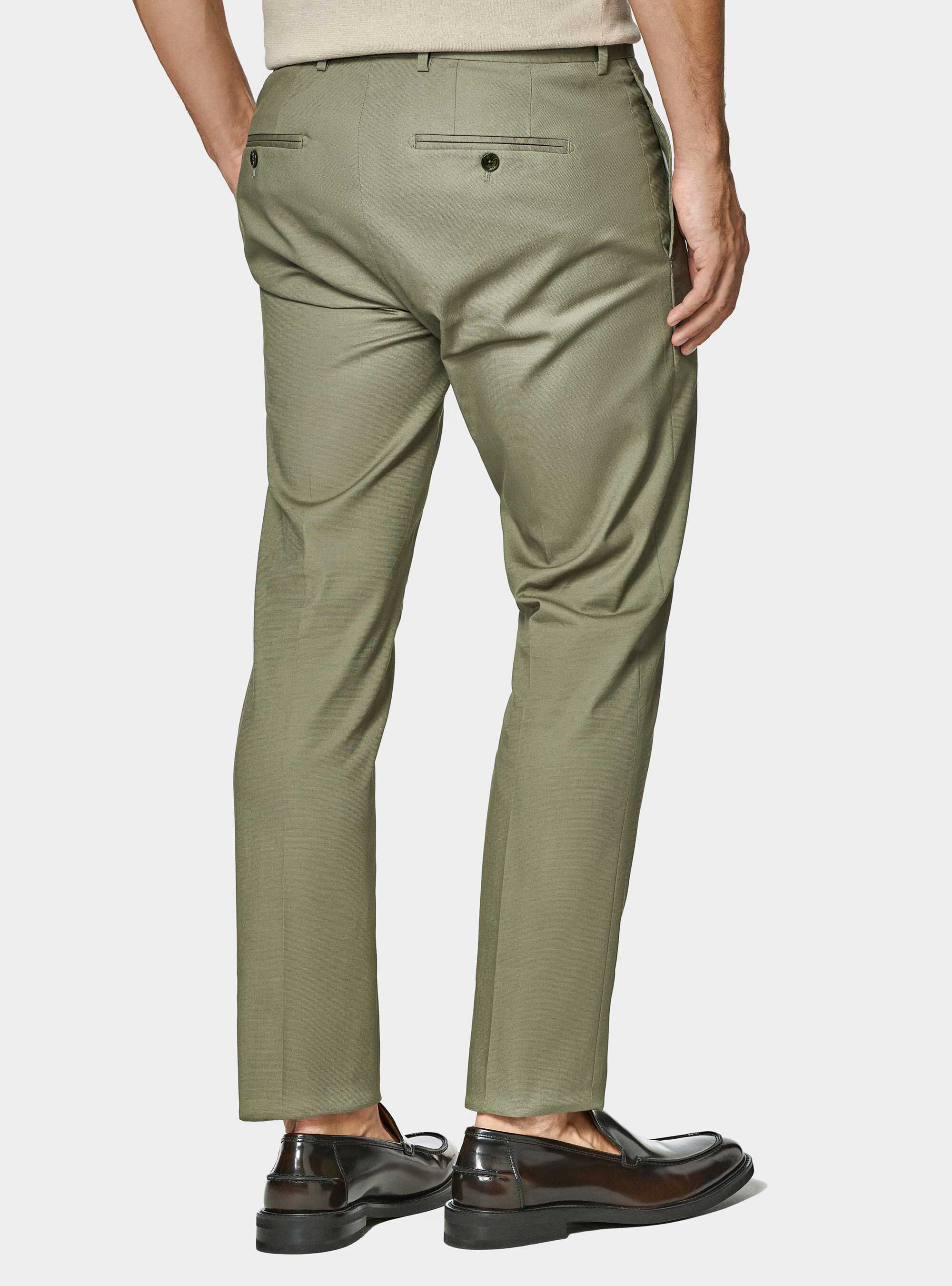 Pantaloni abito in cotone armaturato, SALVIA 0602C