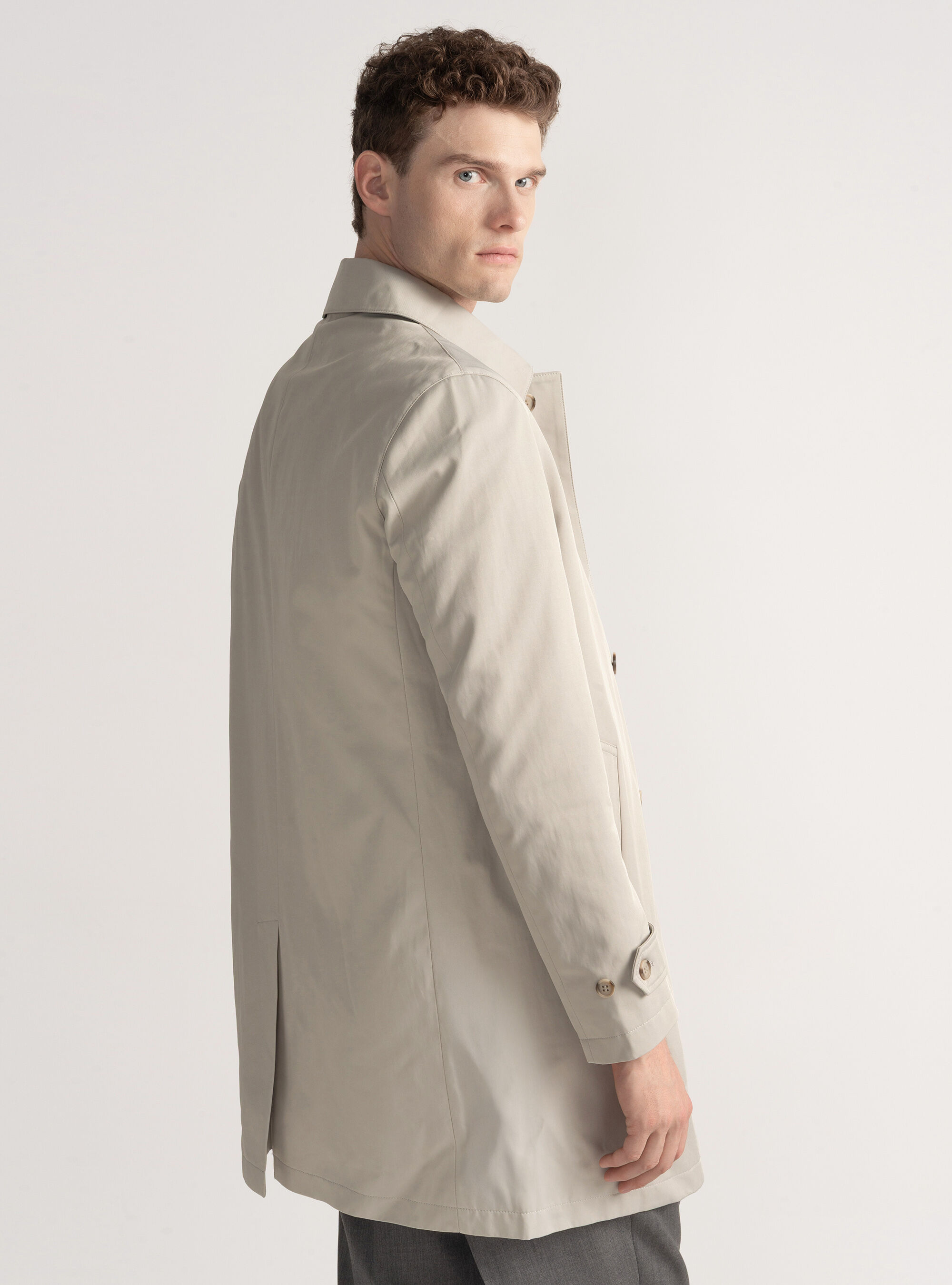 Impermeabile tecnico imbottito in misto cotone, ECRU