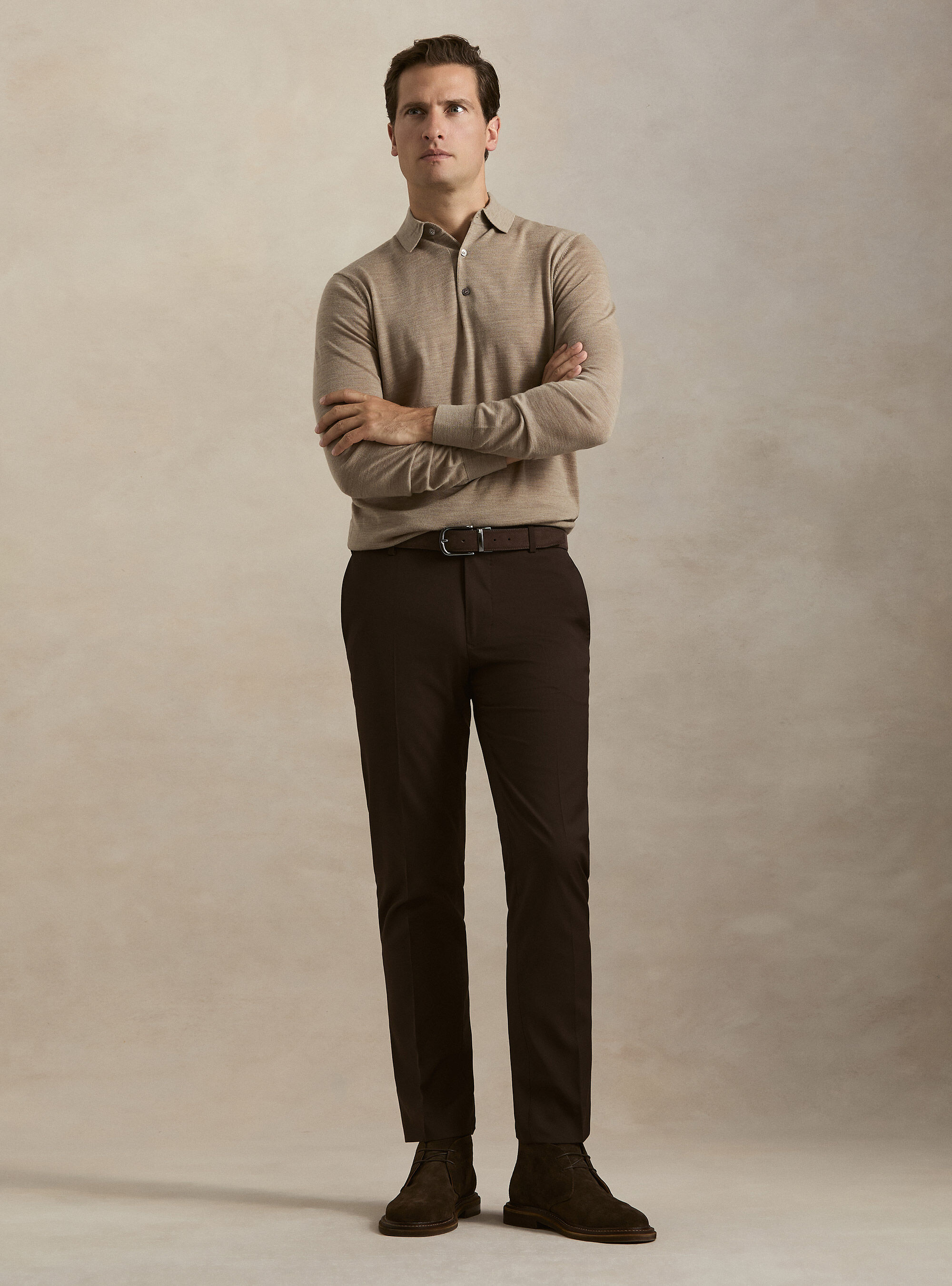 Extrafine merino wool knit polo shirt