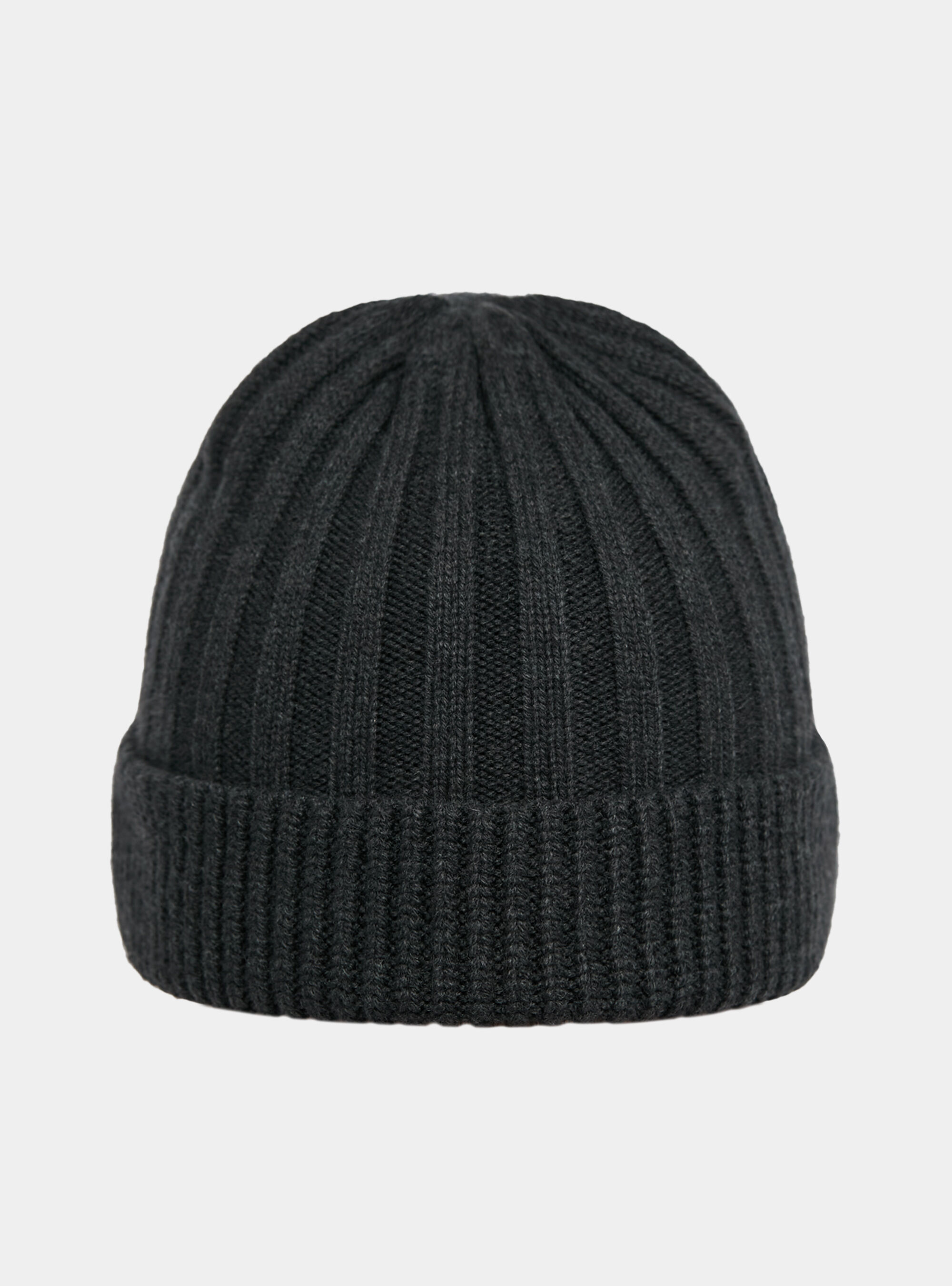 English rib cashmere blend beanie, ASPHALT GREY