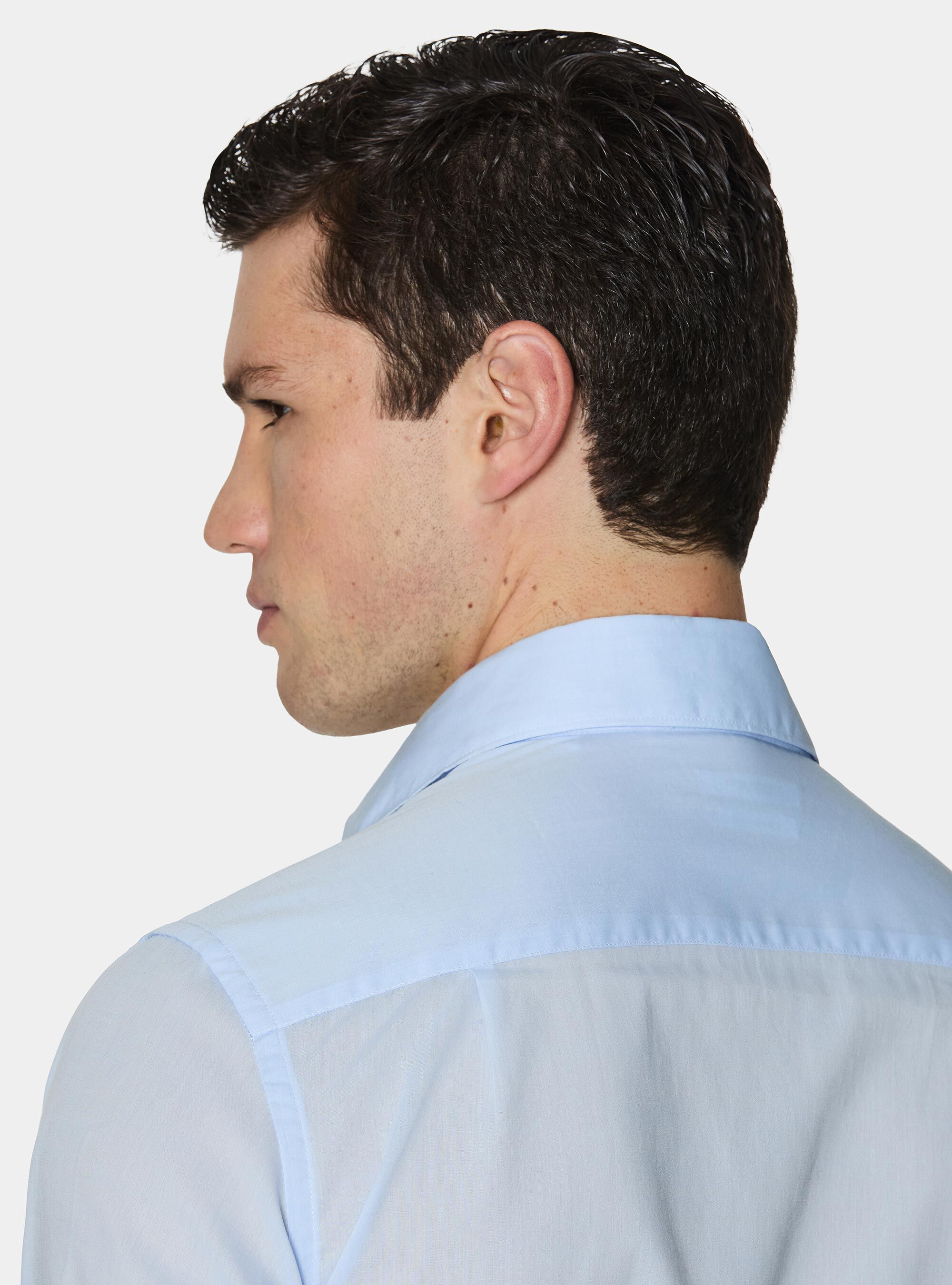 Cotton shirt with placket, LIGHT BLUE