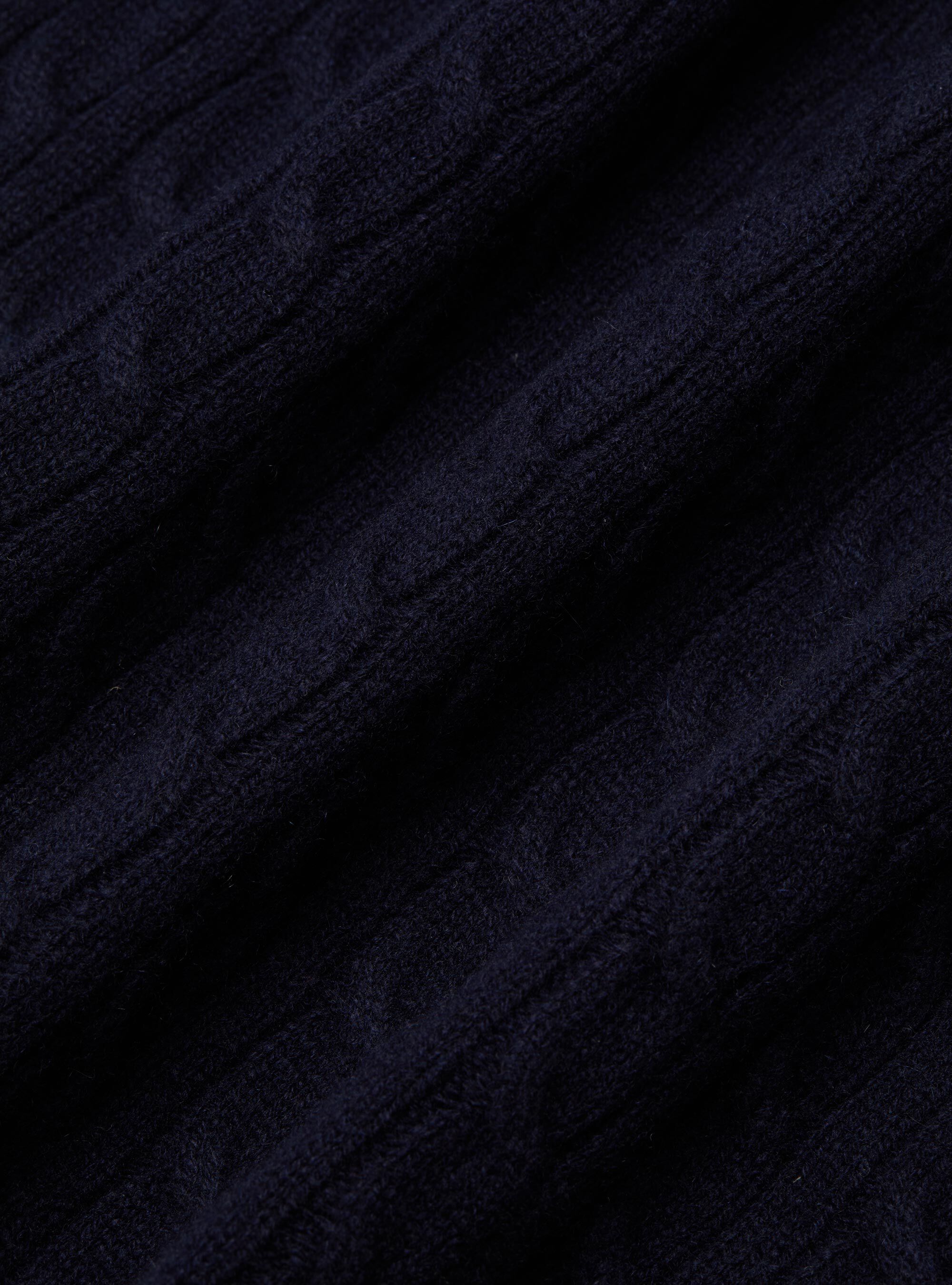 Maglia girocollo con treccia in lana e cashmere, BLU NAVY