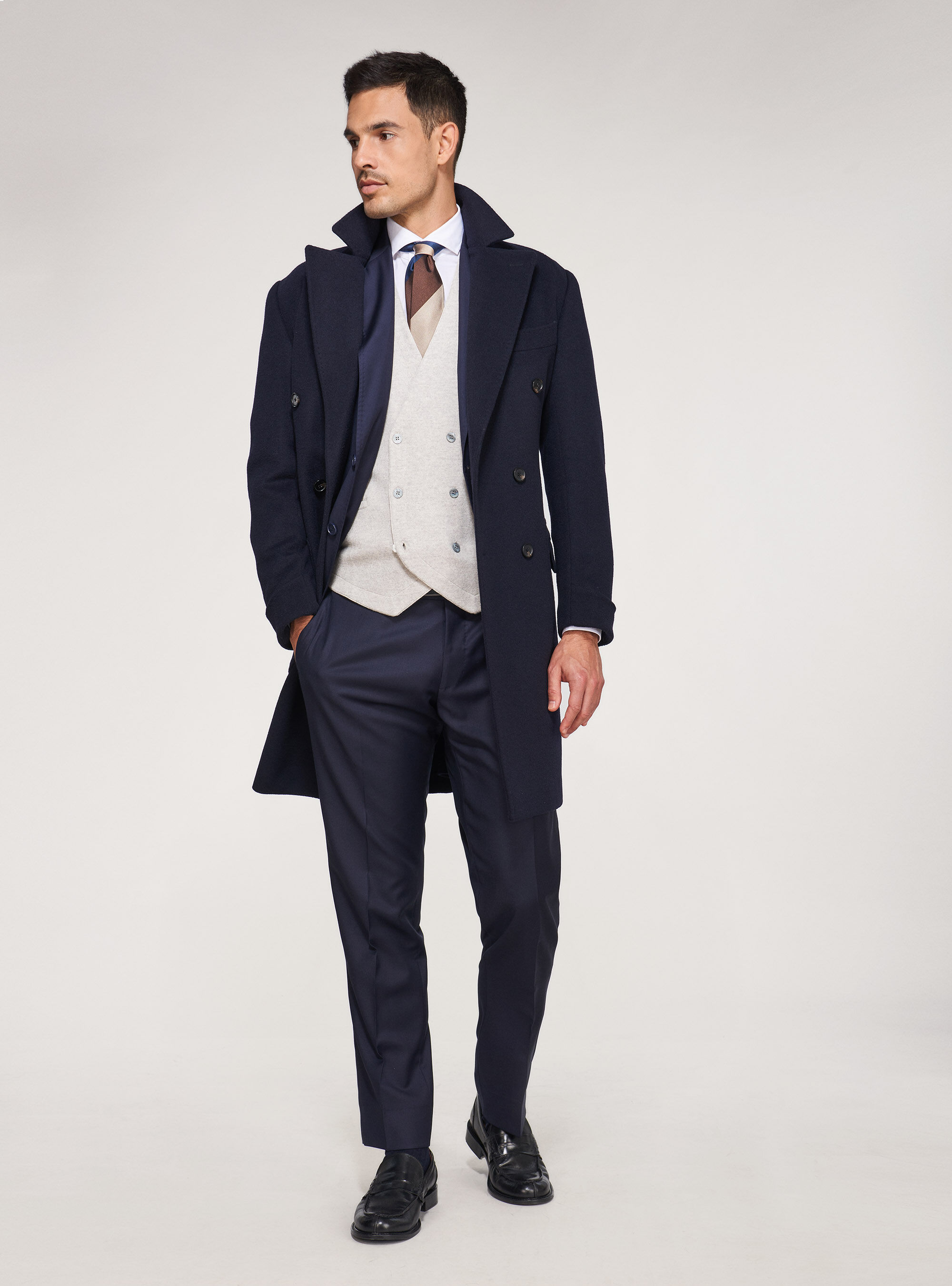 Double-breasted wool and cashmere coat