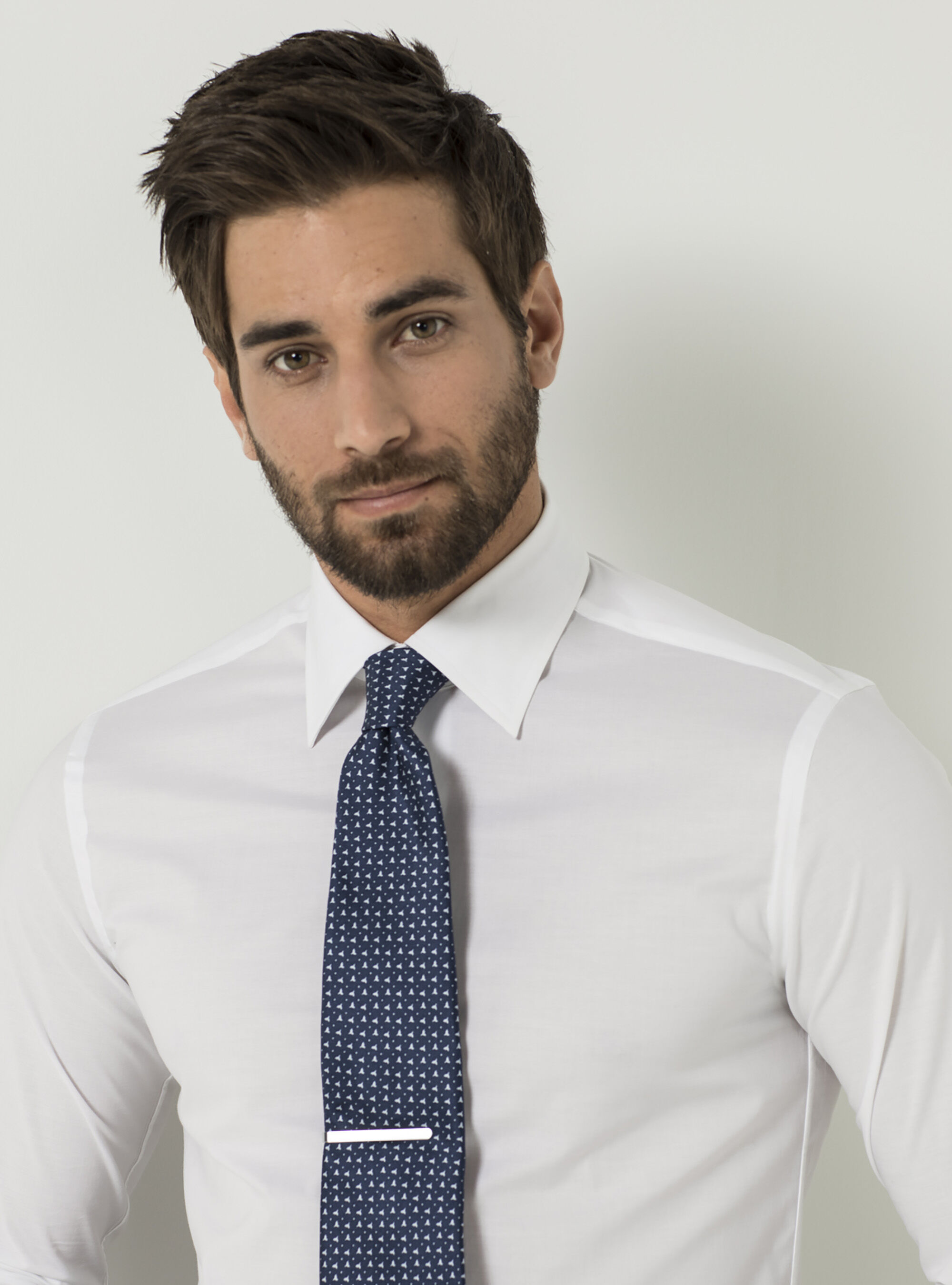 Chemise a col italien en mousseline de coton unie